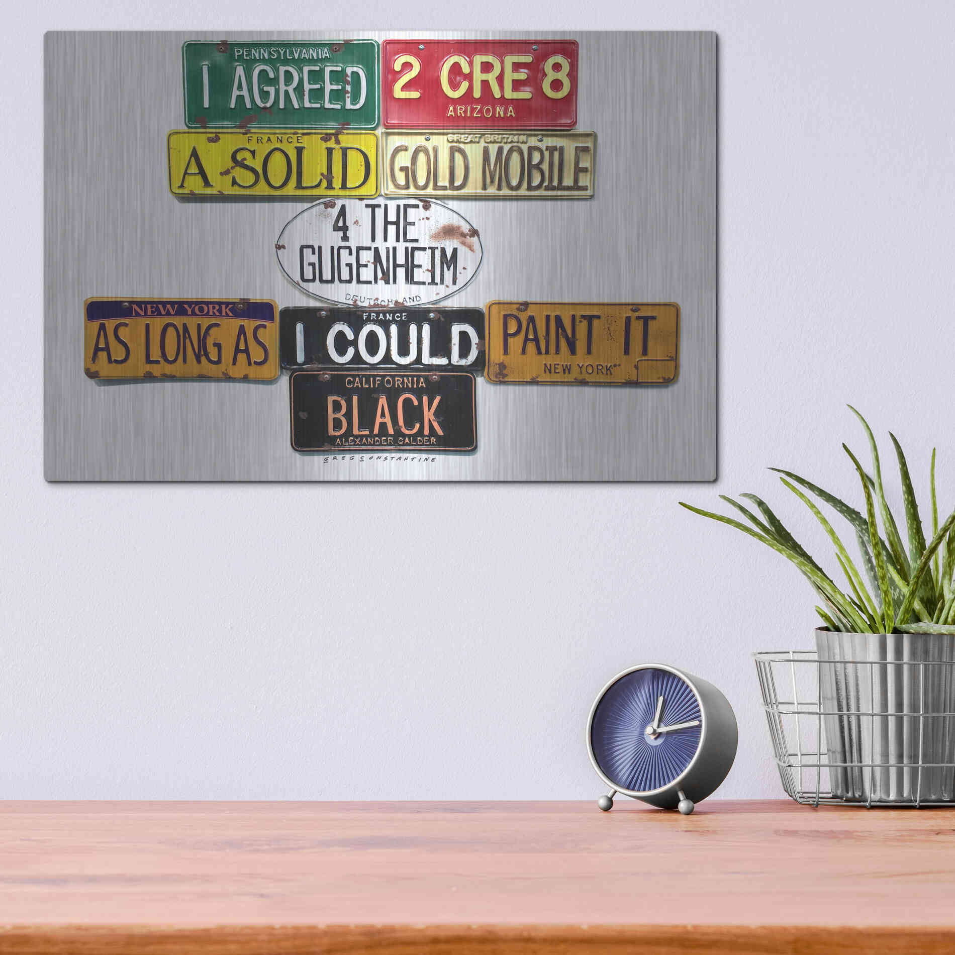 Luxe Metal Art 'Calder Gold Mobile' by Gregory Constantine, Metal Wall Art,16x12