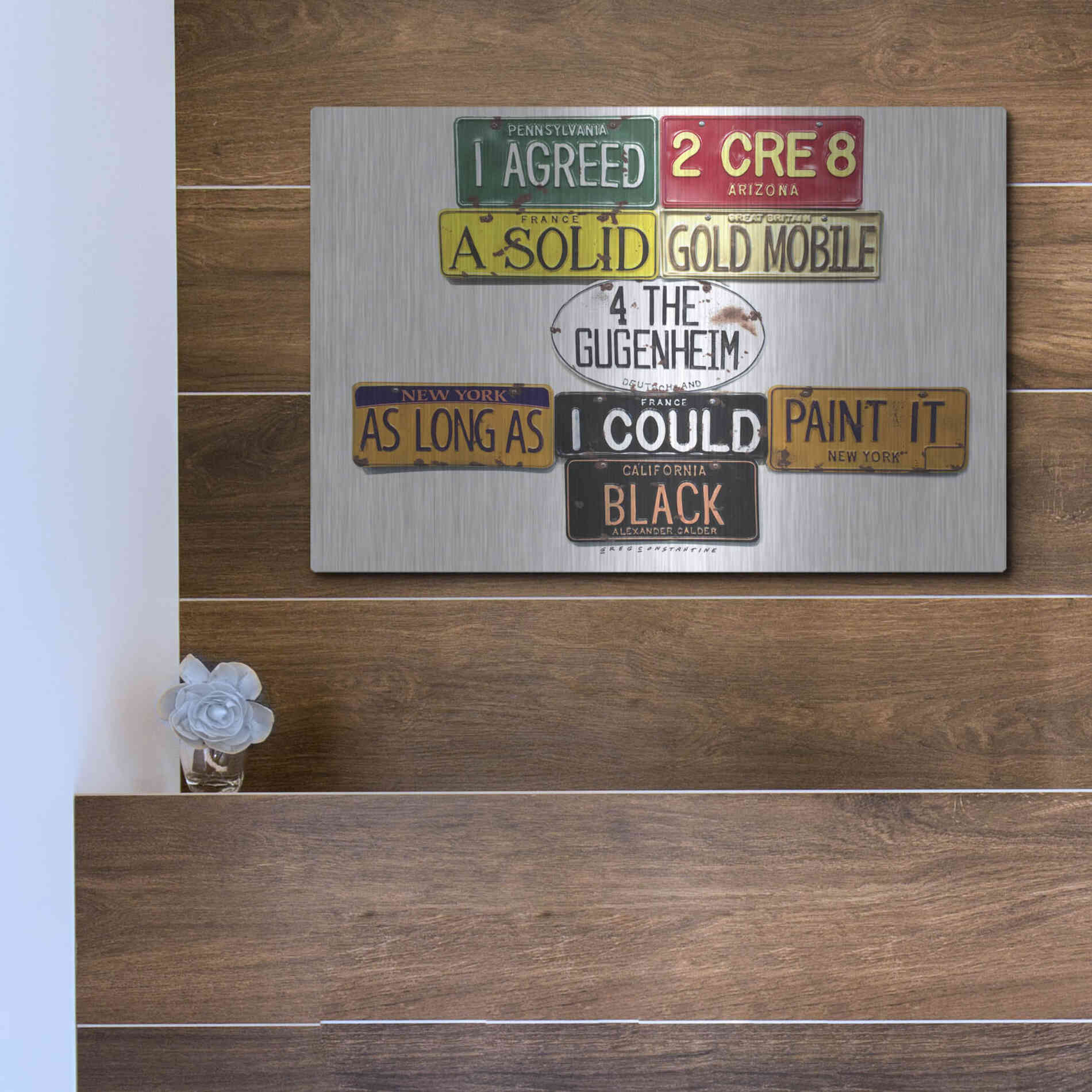 Luxe Metal Art 'Calder Gold Mobile' by Gregory Constantine, Metal Wall Art,16x12