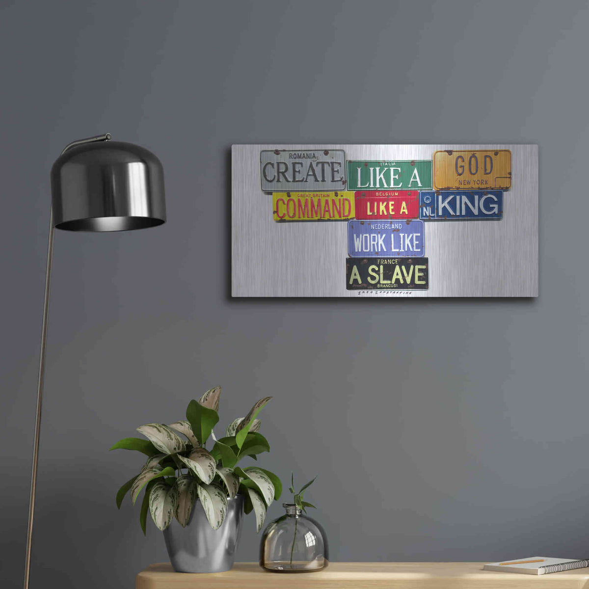 Luxe Metal Art 'Brancusi Like A God' by Gregory Constantine, Metal Wall Art,24x12
