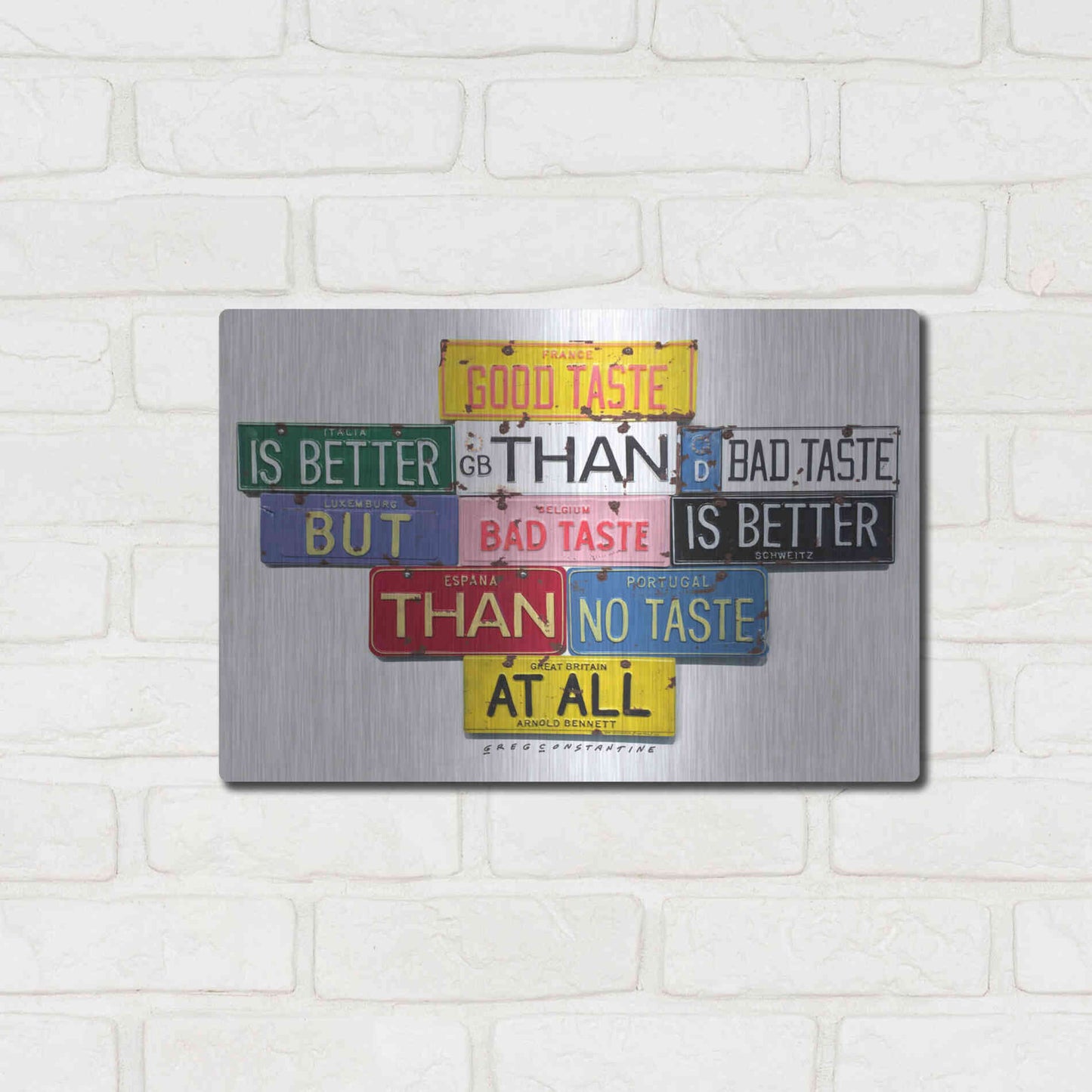 Luxe Metal Art 'Bennett Good Taste' by Gregory Constantine, Metal Wall Art,16x12