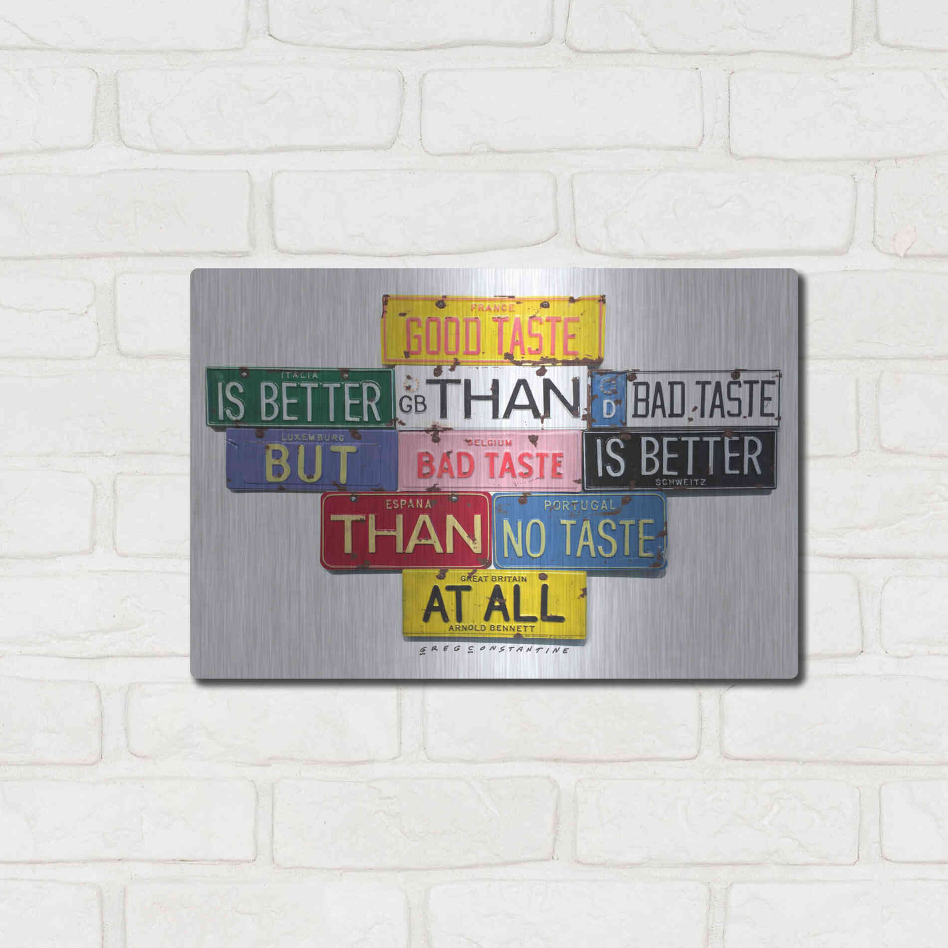 Luxe Metal Art 'Bennett Good Taste' by Gregory Constantine, Metal Wall Art,16x12