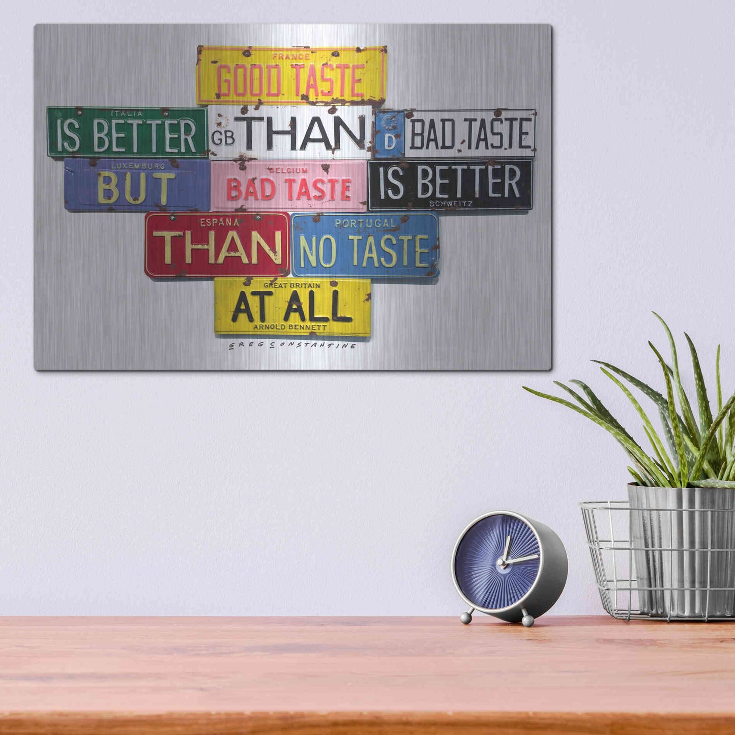 Luxe Metal Art 'Bennett Good Taste' by Gregory Constantine, Metal Wall Art,16x12