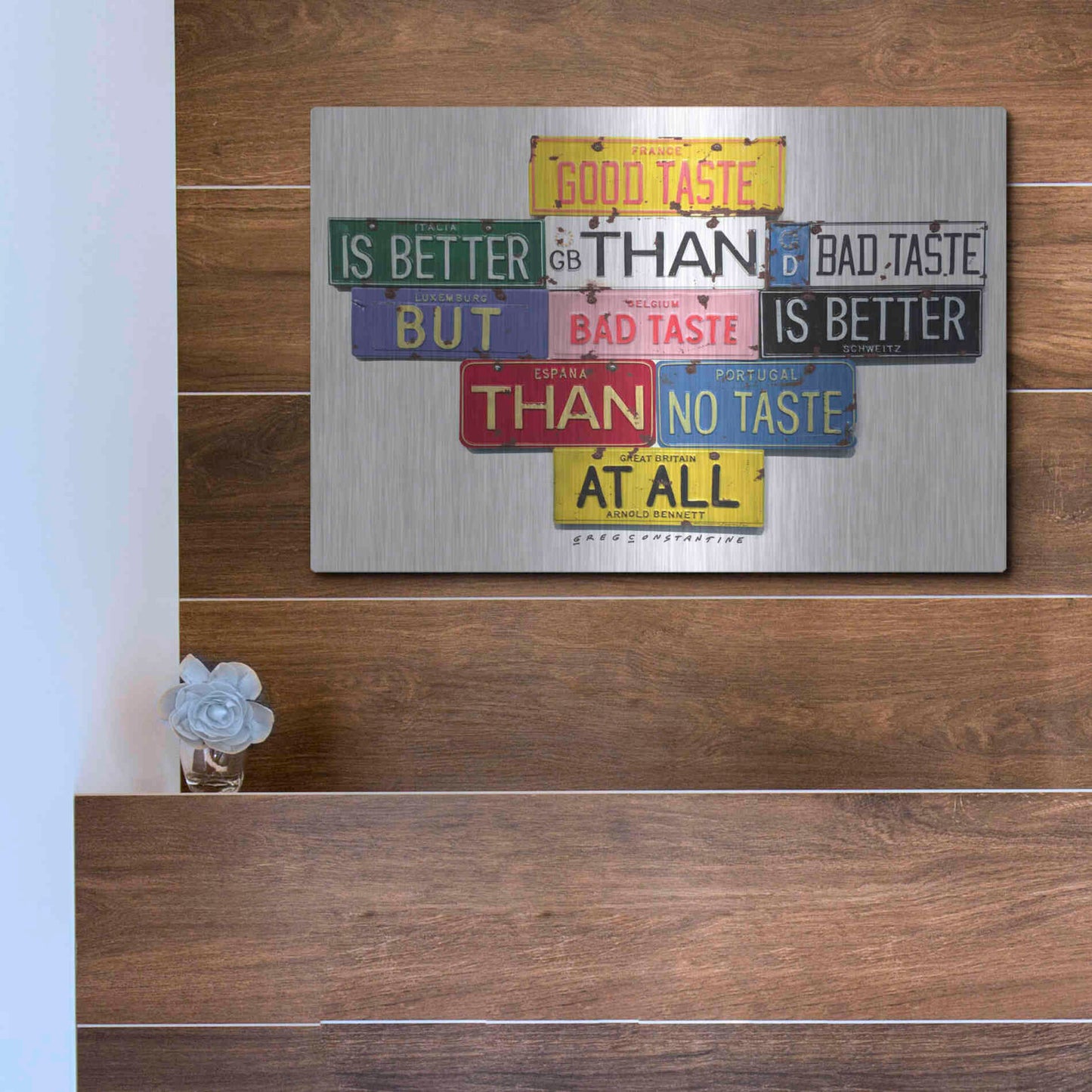 Luxe Metal Art 'Bennett Good Taste' by Gregory Constantine, Metal Wall Art,16x12