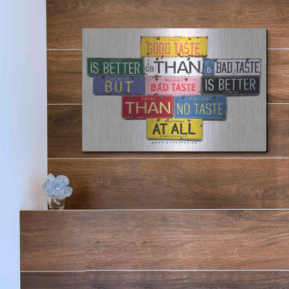 Luxe Metal Art 'Bennett Good Taste' by Gregory Constantine, Metal Wall Art,16x12