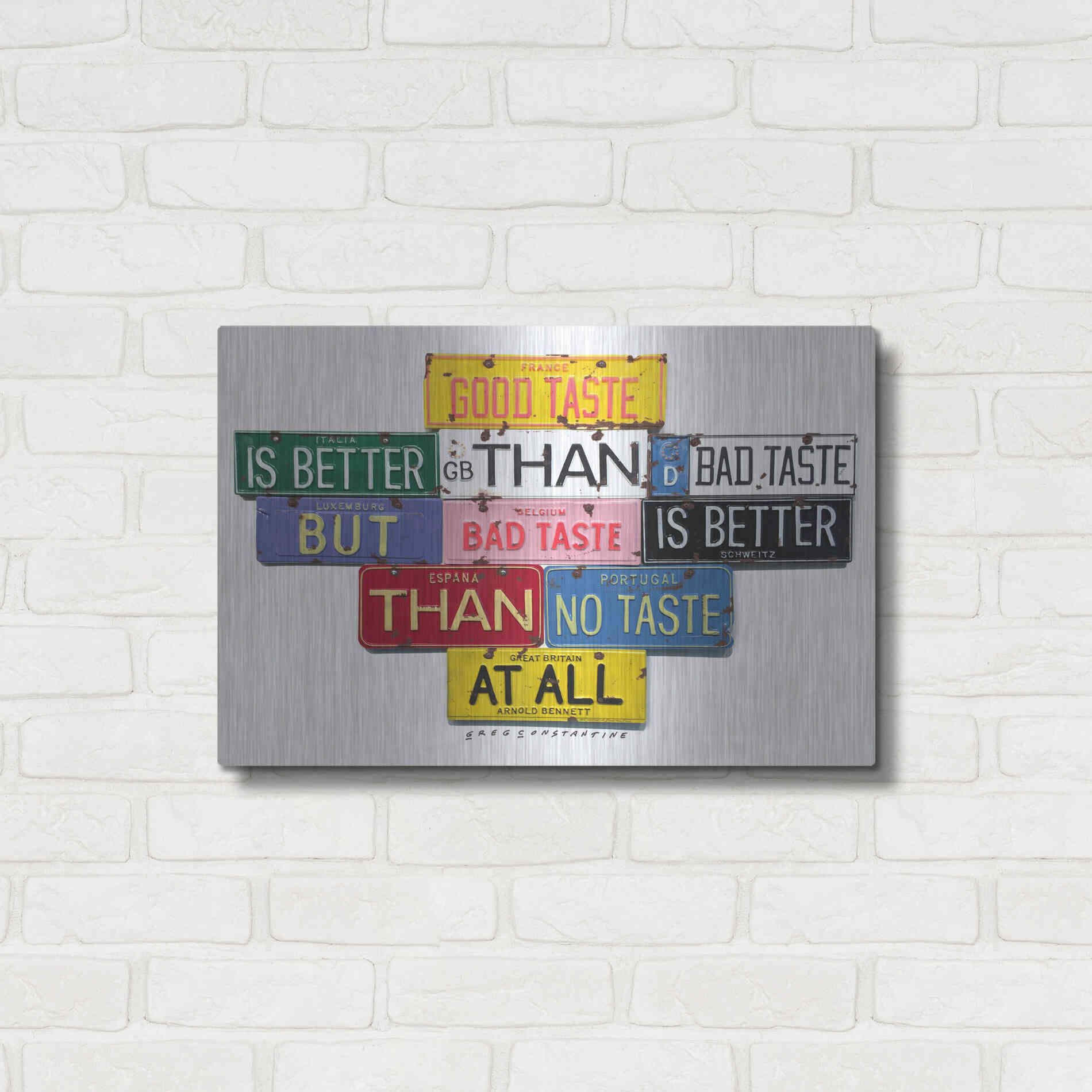 Luxe Metal Art 'Bennett Good Taste' by Gregory Constantine, Metal Wall Art,24x16