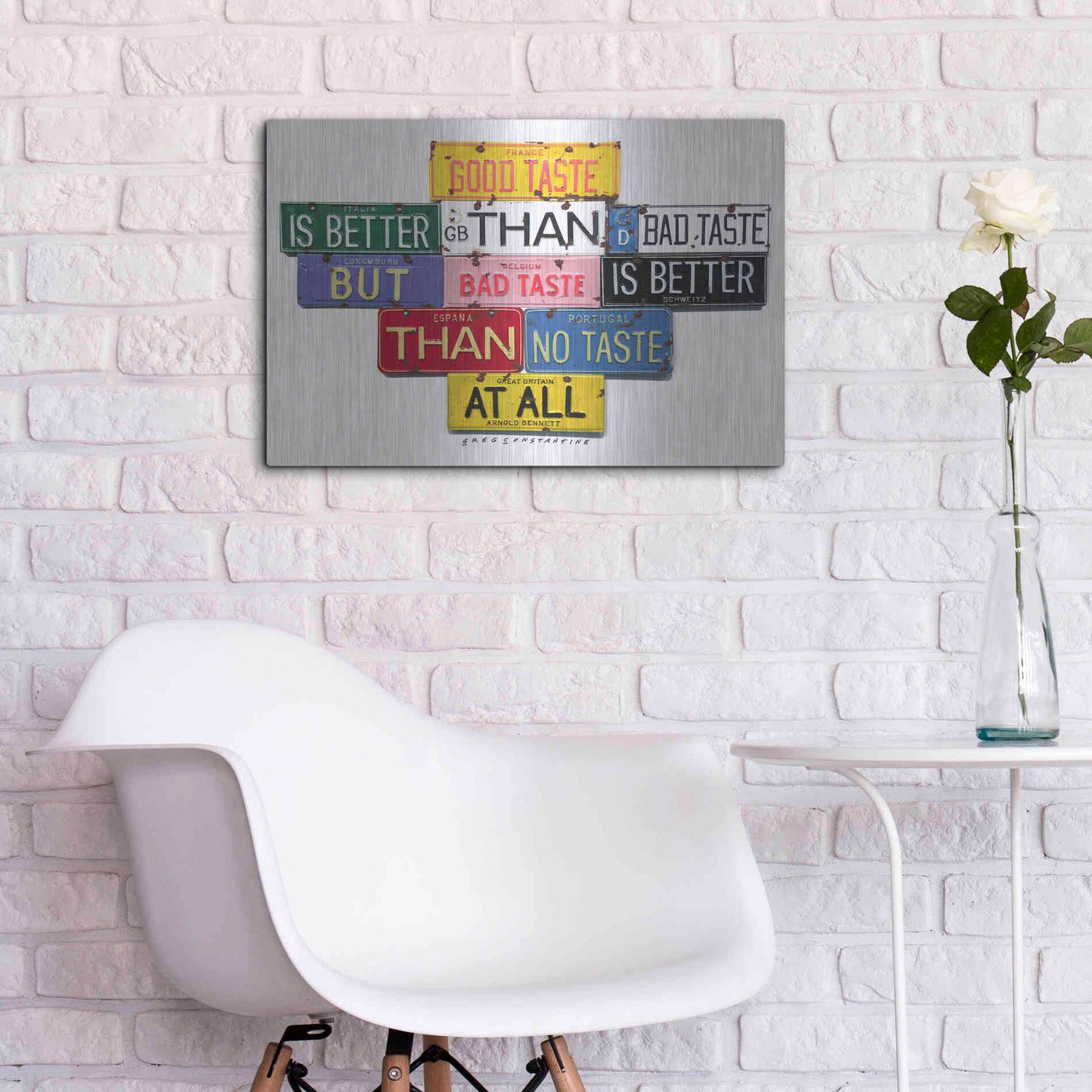 Luxe Metal Art 'Bennett Good Taste' by Gregory Constantine, Metal Wall Art,24x16