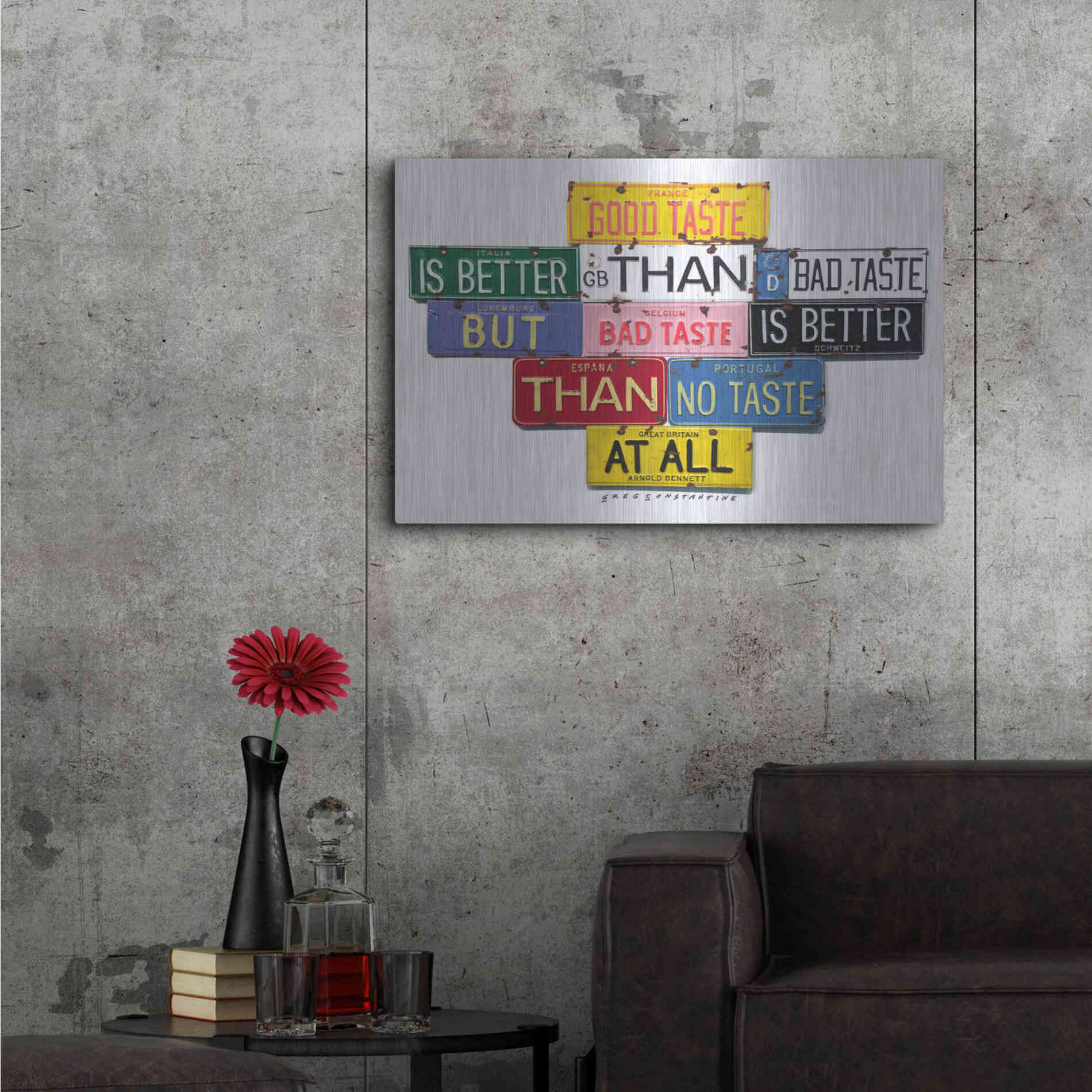 Luxe Metal Art 'Bennett Good Taste' by Gregory Constantine, Metal Wall Art,36x24