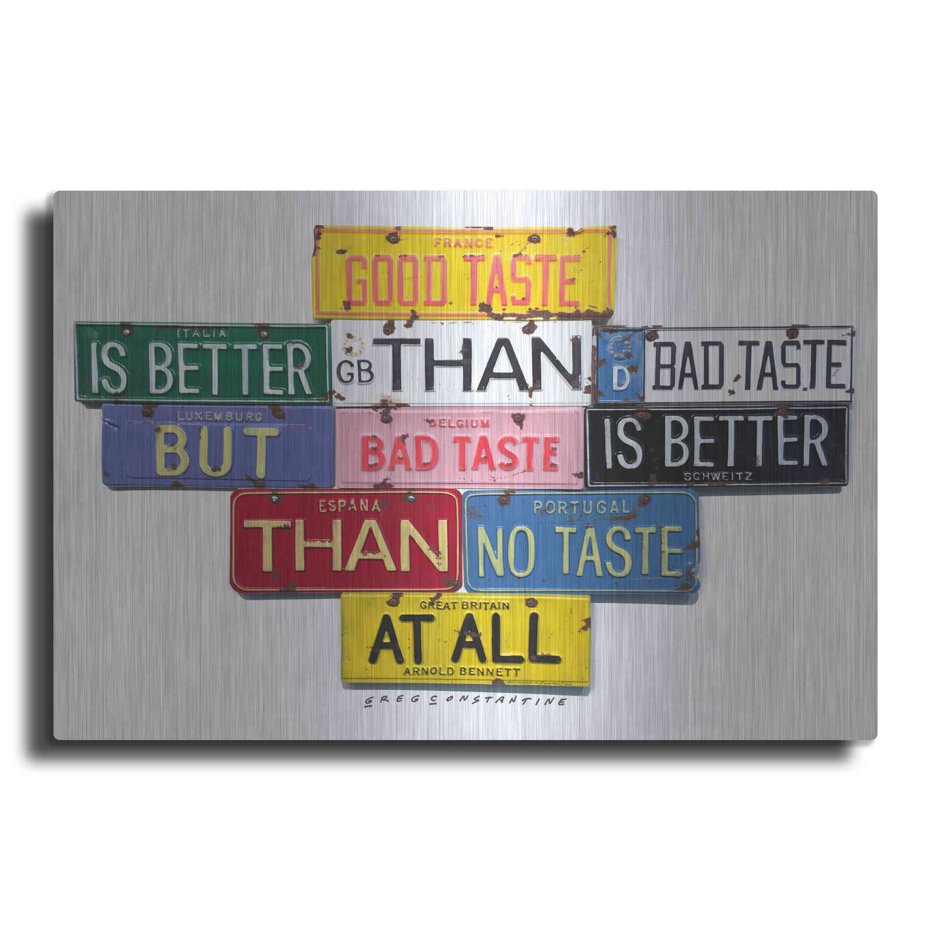 Luxe Metal Art 'Bennett Good Taste' by Gregory Constantine, Metal Wall Art