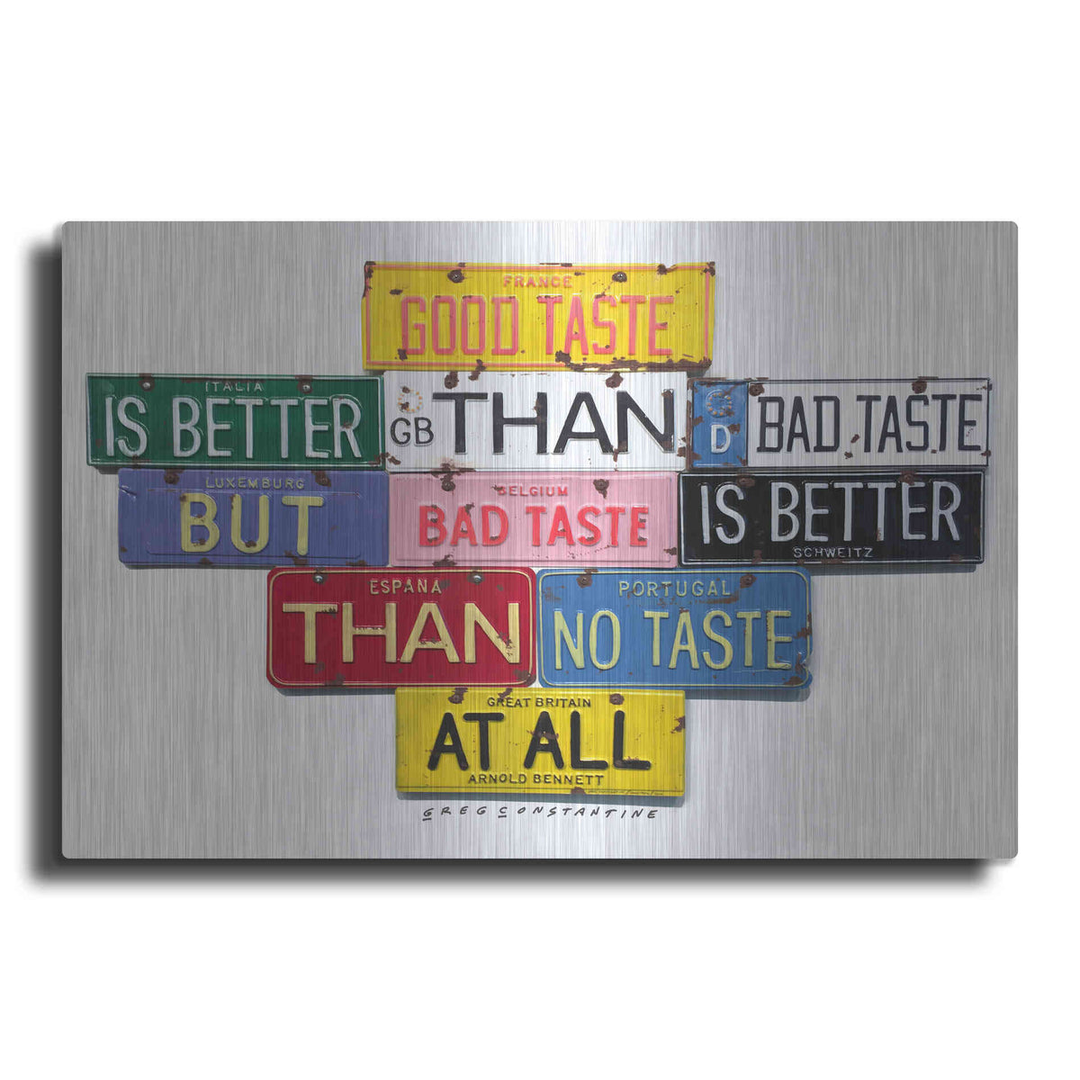Luxe Metal Art 'Bennett Good Taste' by Gregory Constantine, Metal Wall Art