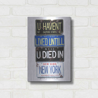 Luxe Metal Art 'Woolcott Died In NY' by Gregory Constantine, Metal Wall Art,12x16