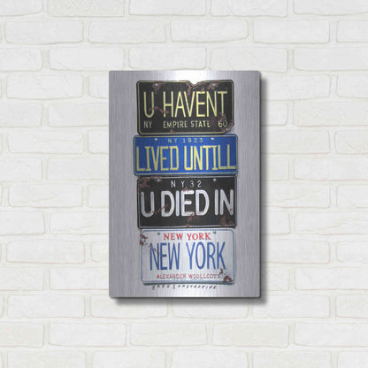 Luxe Metal Art 'Woolcott Died In NY' by Gregory Constantine, Metal Wall Art,16x24