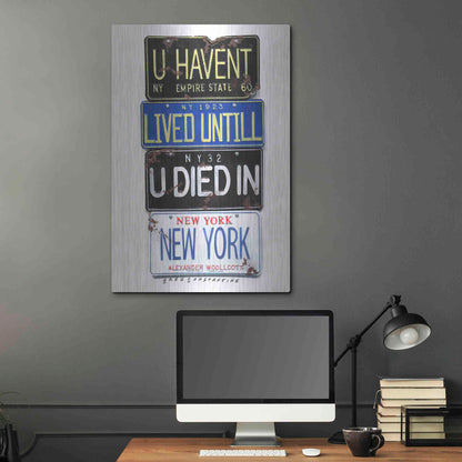 Luxe Metal Art 'Woolcott Died In NY' by Gregory Constantine, Metal Wall Art,24x36