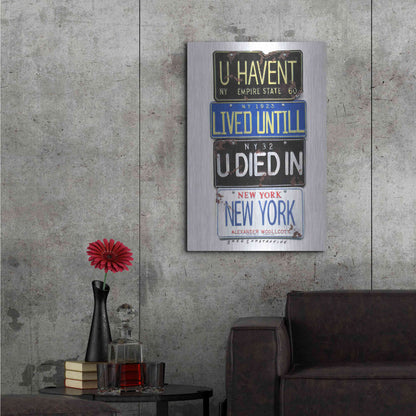 Luxe Metal Art 'Woolcott Died In NY' by Gregory Constantine, Metal Wall Art,24x36