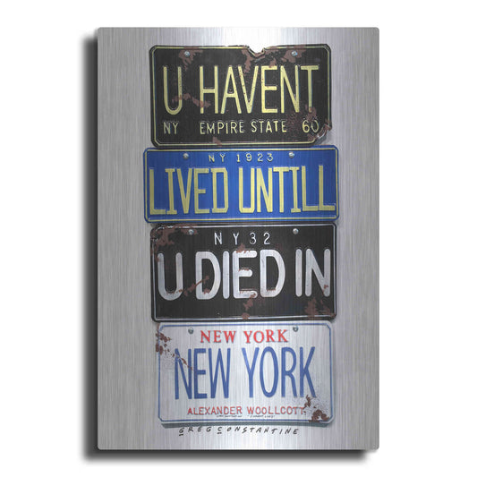 Luxe Metal Art 'Woolcott Died In NY' by Gregory Constantine, Metal Wall Art