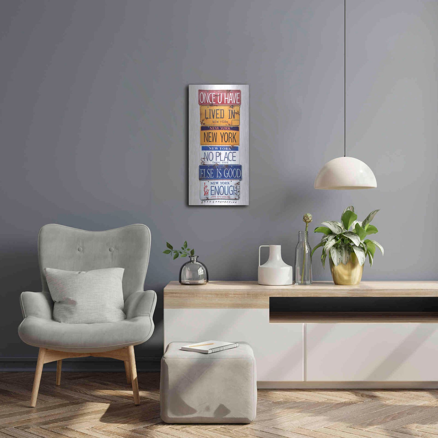Luxe Metal Art 'Steinbeck Once U Have Lived' by Gregory Constantine, Metal Wall Art,12x24