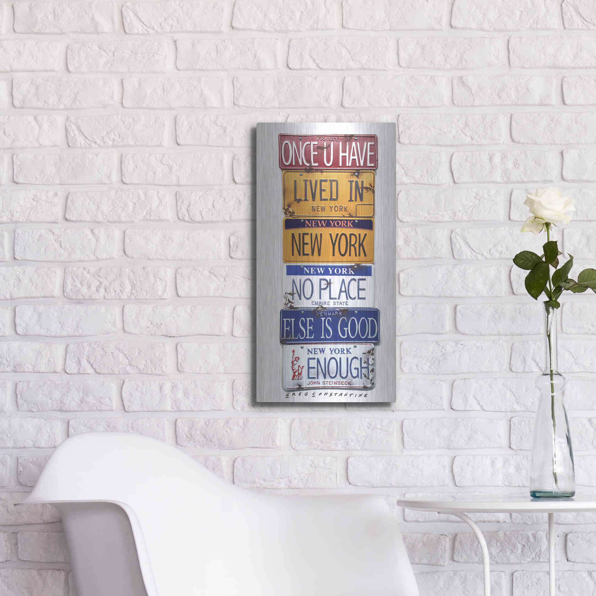 Luxe Metal Art 'Steinbeck Once U Have Lived' by Gregory Constantine, Metal Wall Art,12x24