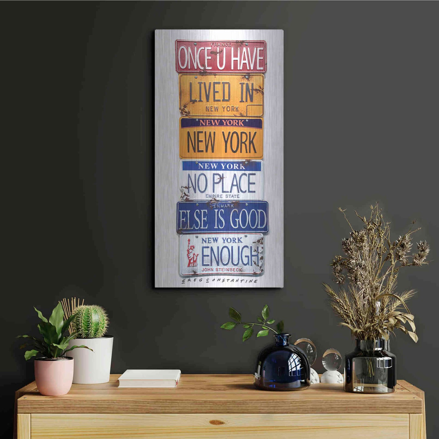 Luxe Metal Art 'Steinbeck Once U Have Lived' by Gregory Constantine, Metal Wall Art,12x24
