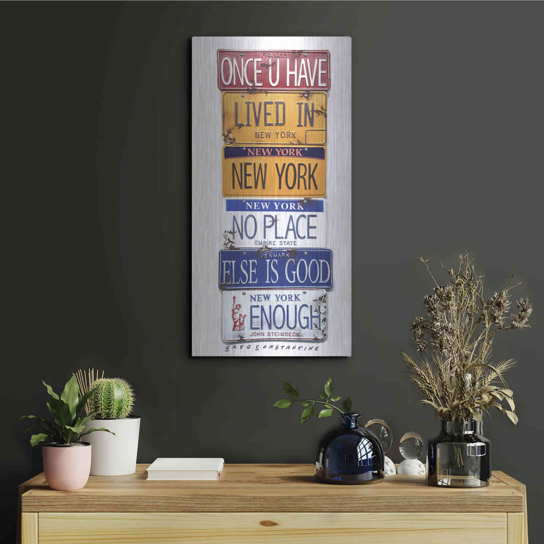 Luxe Metal Art 'Steinbeck Once U Have Lived' by Gregory Constantine, Metal Wall Art,12x24