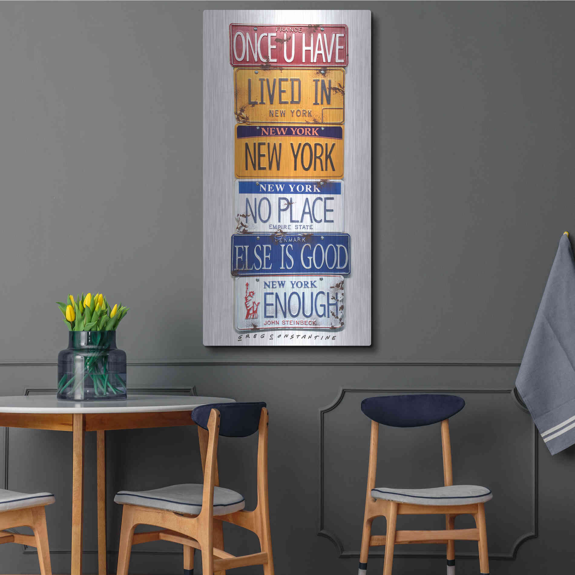 Luxe Metal Art 'Steinbeck Once U Have Lived' by Gregory Constantine, Metal Wall Art,24x48