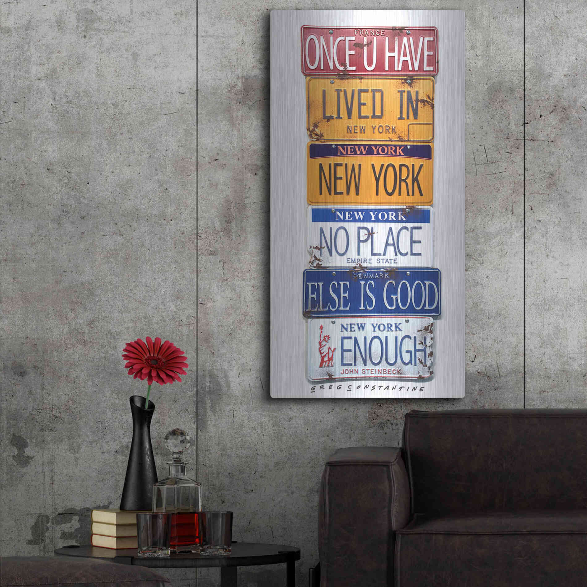 Luxe Metal Art 'Steinbeck Once U Have Lived' by Gregory Constantine, Metal Wall Art,24x48