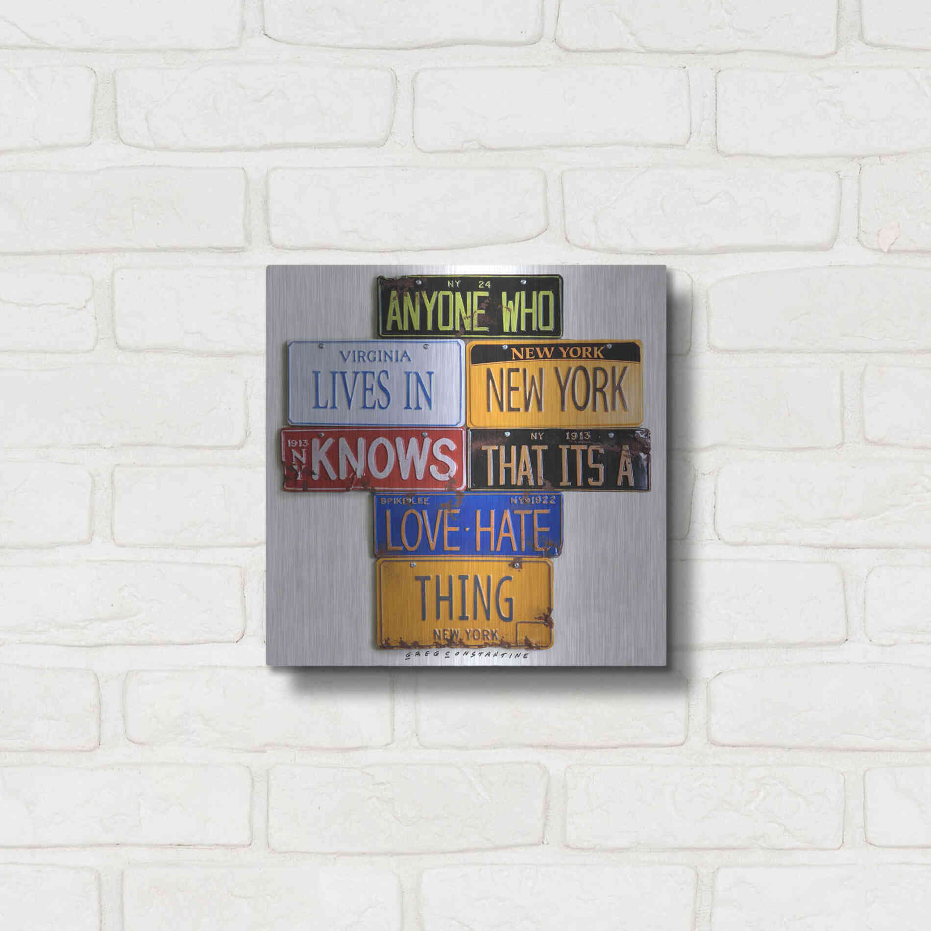 Luxe Metal Art 'Spike Lee Love - Hate Thing' by Gregory Constantine, Metal Wall Art,12x12