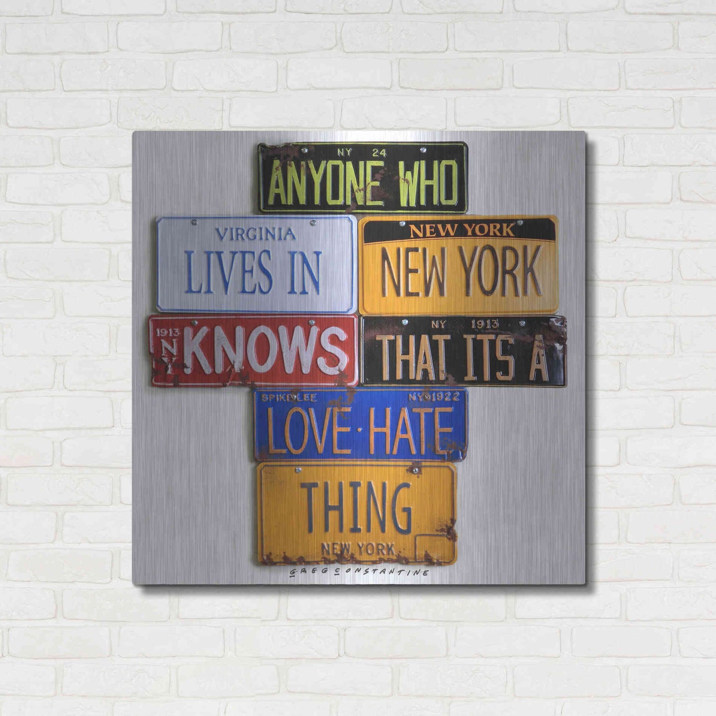 Luxe Metal Art 'Spike Lee Love - Hate Thing' by Gregory Constantine, Metal Wall Art,36x36