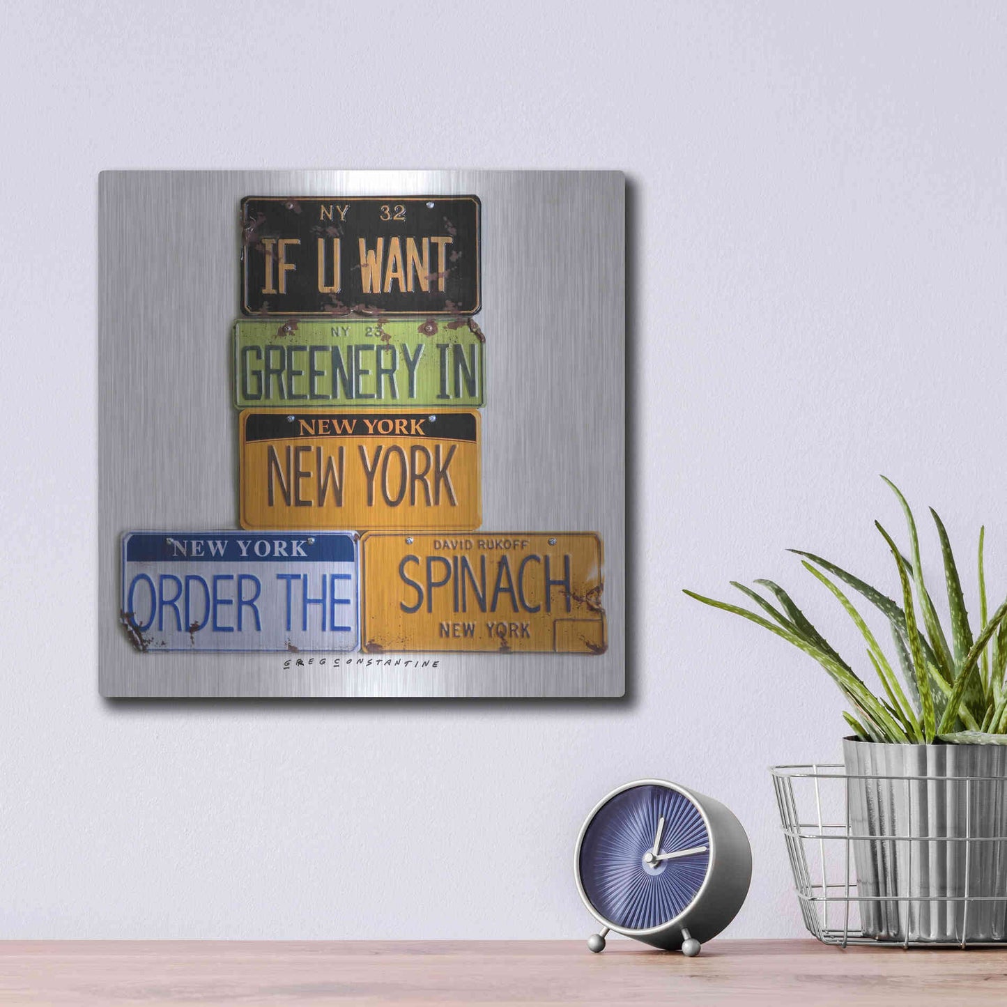 Luxe Metal Art 'Rukoff Greenery Spinach' by Gregory Constantine, Metal Wall Art,12x12