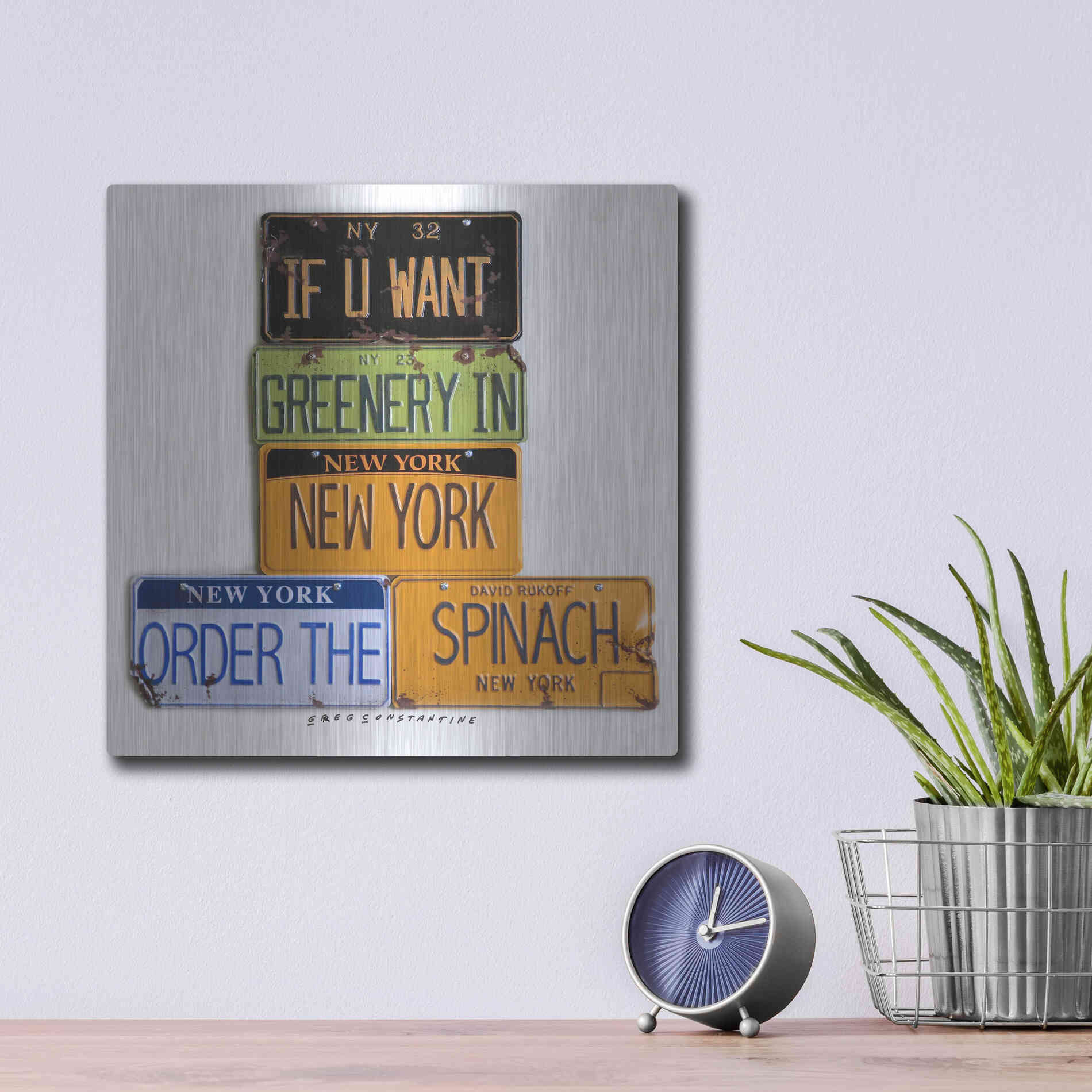 Luxe Metal Art 'Rukoff Greenery Spinach' by Gregory Constantine, Metal Wall Art,12x12