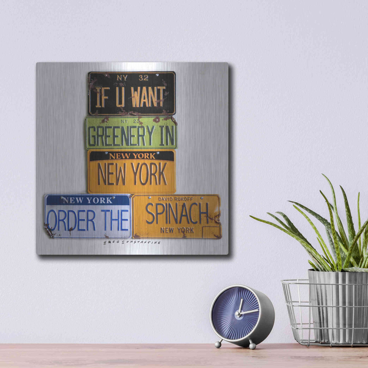 Luxe Metal Art 'Rukoff Greenery Spinach' by Gregory Constantine, Metal Wall Art,12x12