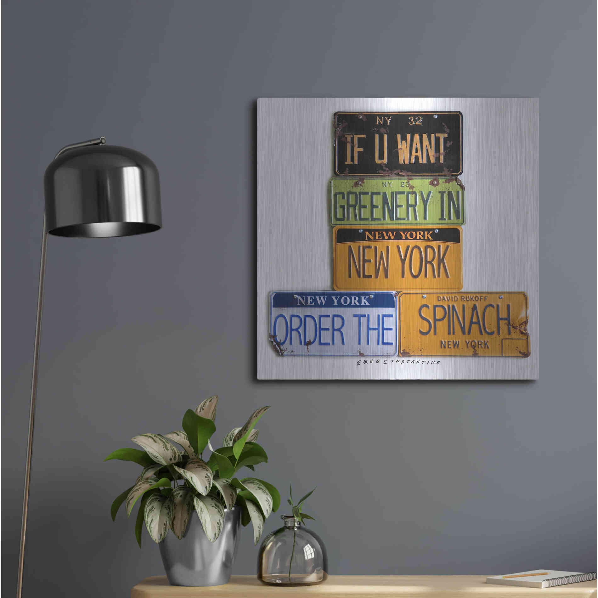 Luxe Metal Art 'Rukoff Greenery Spinach' by Gregory Constantine, Metal Wall Art,24x24