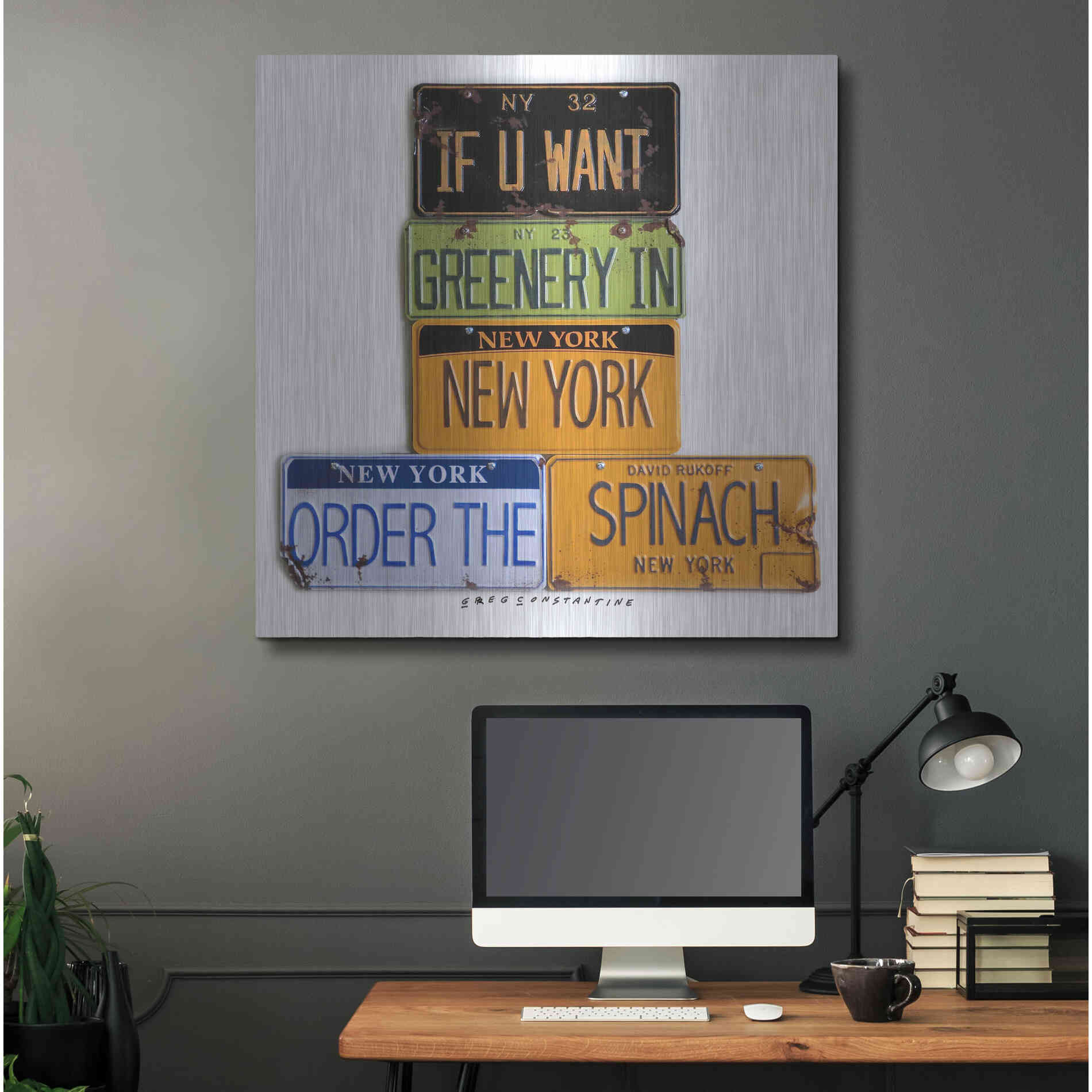 Luxe Metal Art 'Rukoff Greenery Spinach' by Gregory Constantine, Metal Wall Art,36x36
