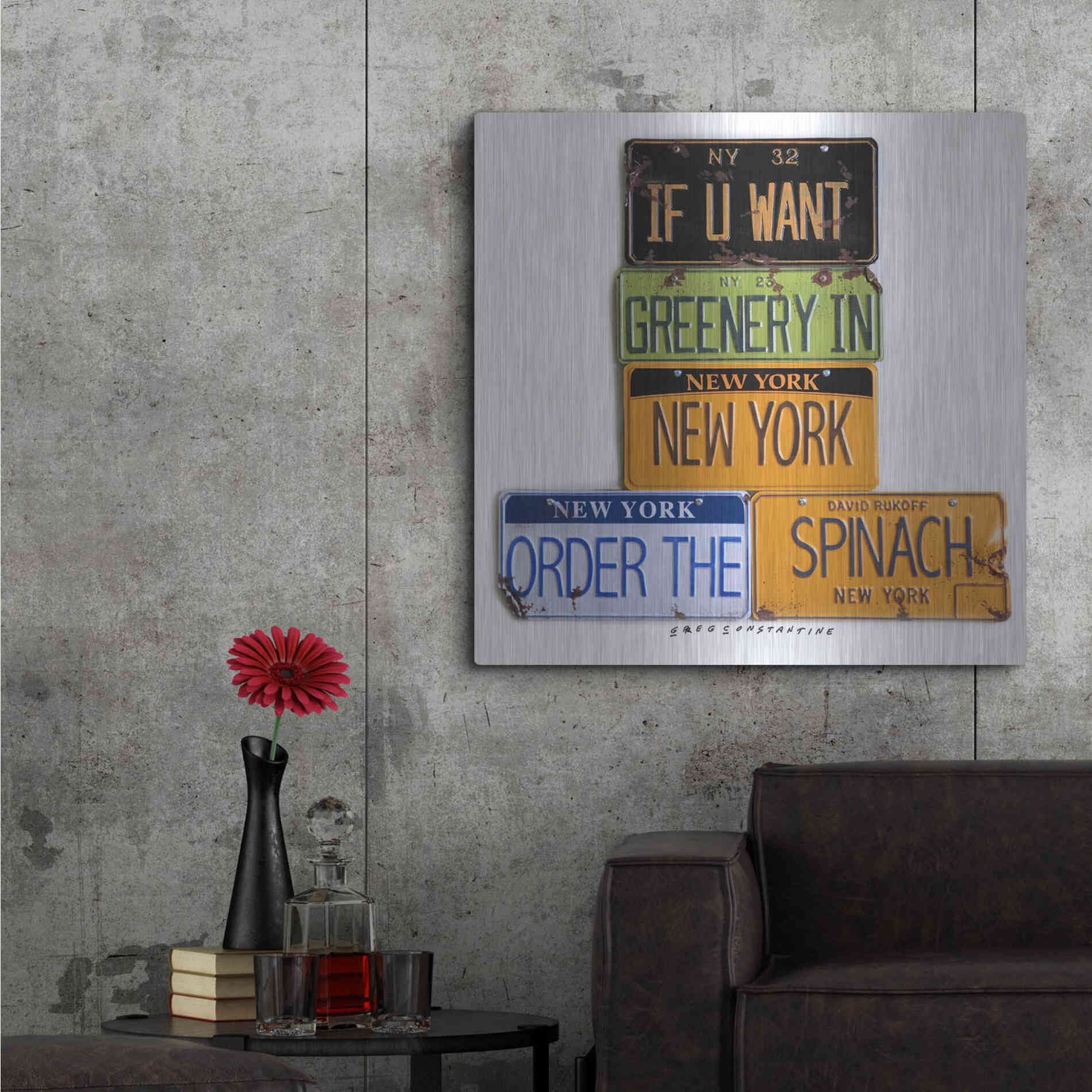 Luxe Metal Art 'Rukoff Greenery Spinach' by Gregory Constantine, Metal Wall Art,36x36