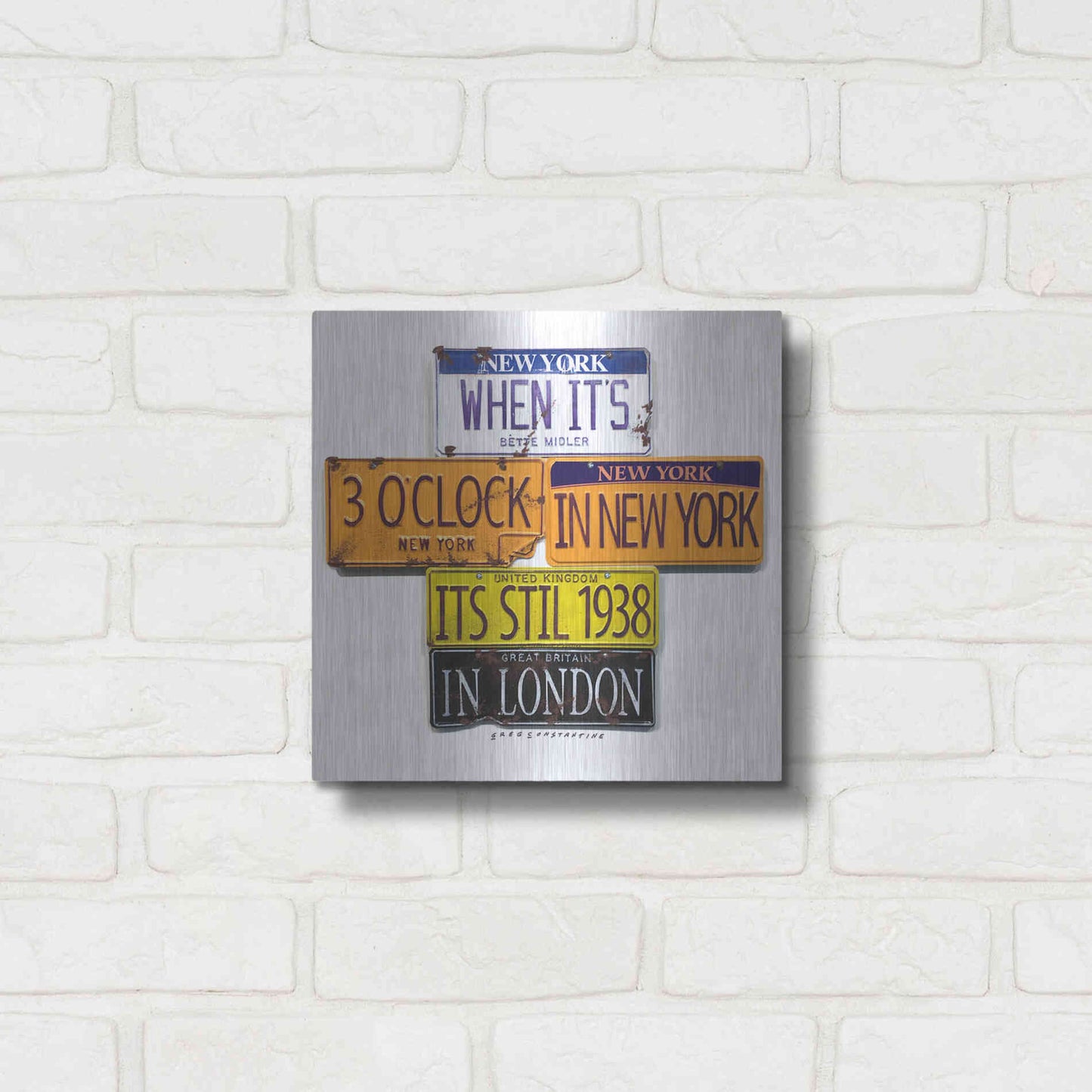 Luxe Metal Art 'Middler 1938 In London' by Gregory Constantine, Metal Wall Art,12x12