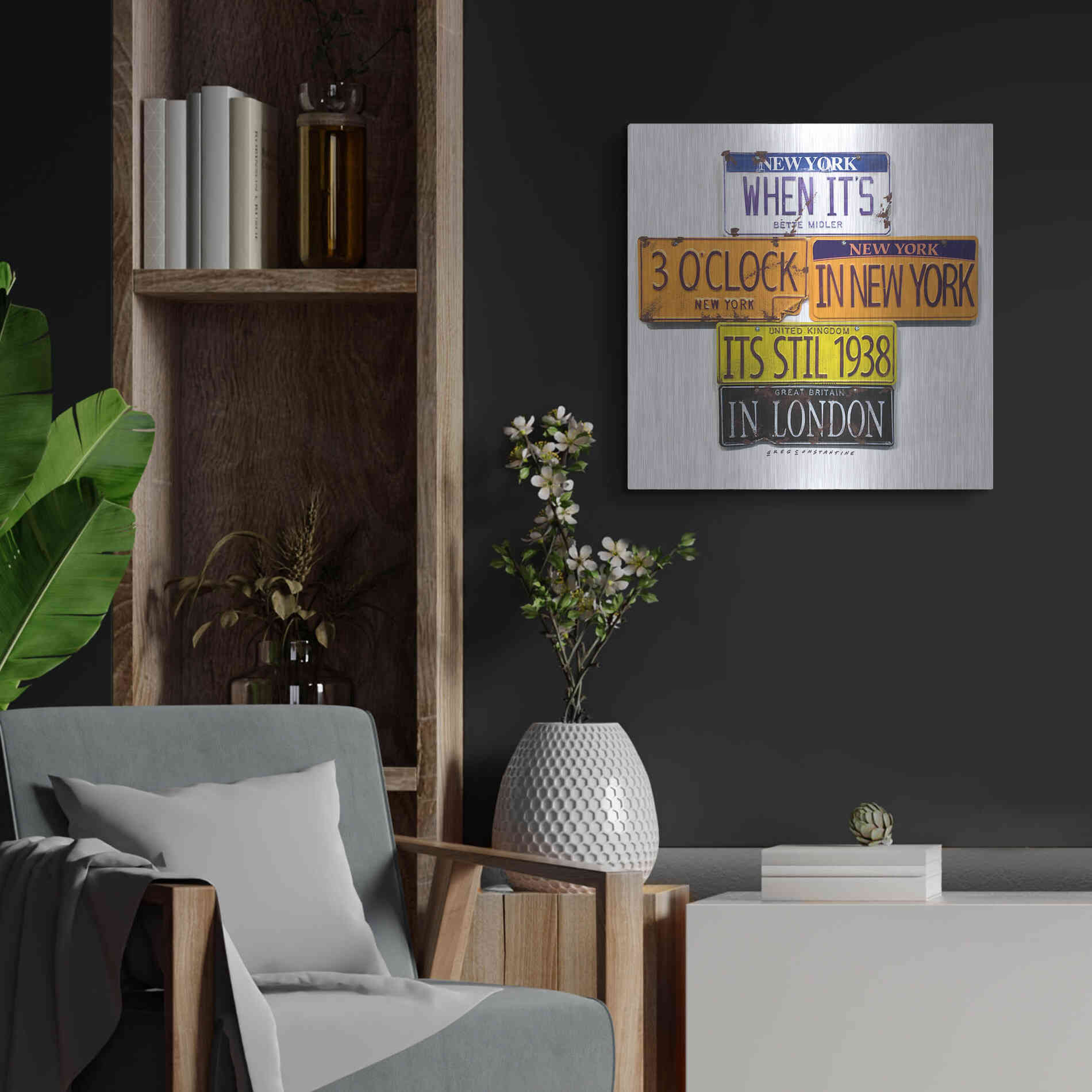 Luxe Metal Art 'Middler 1938 In London' by Gregory Constantine, Metal Wall Art,24x24
