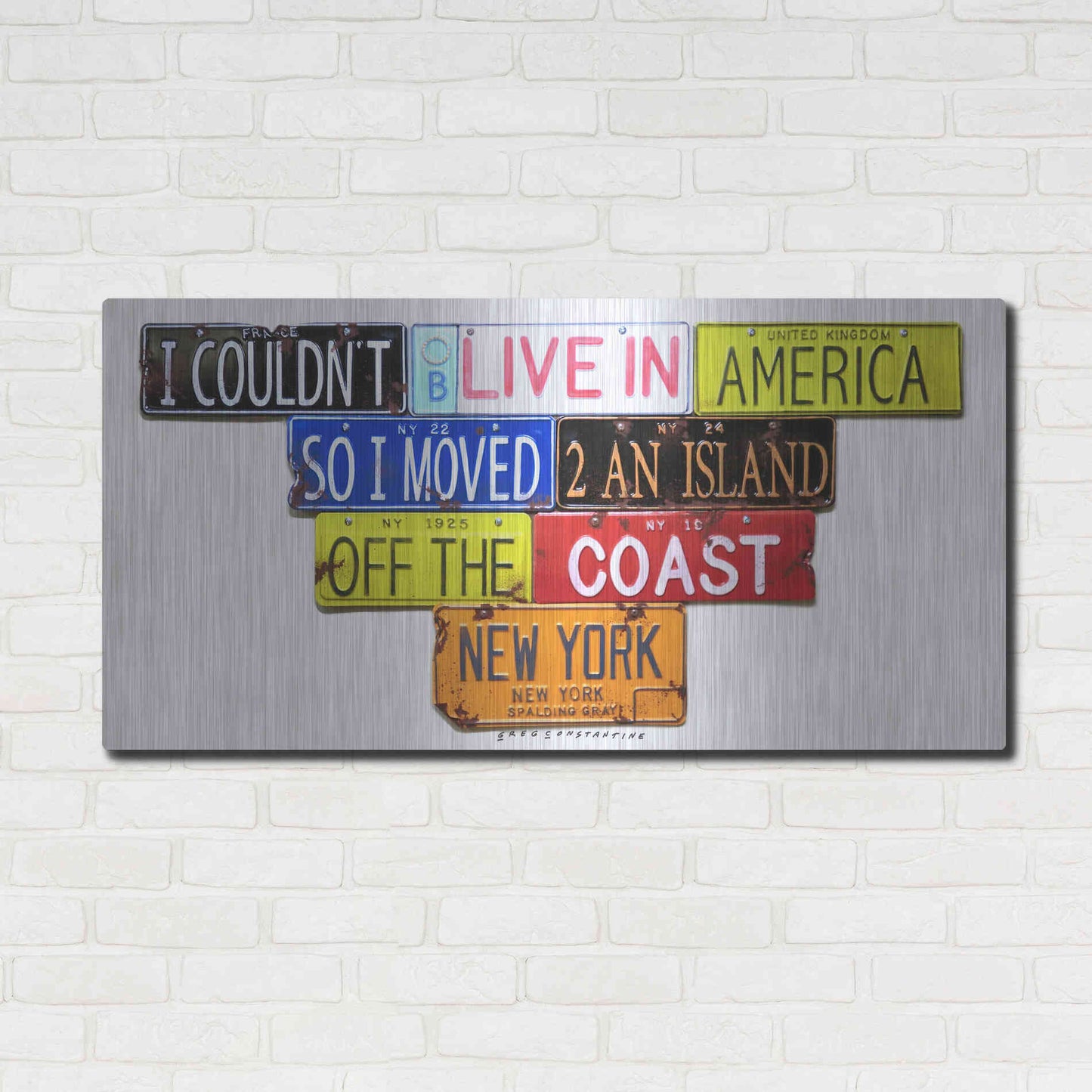 Luxe Metal Art 'Gray Island Off The Coast' by Gregory Constantine, Metal Wall Art,48x24