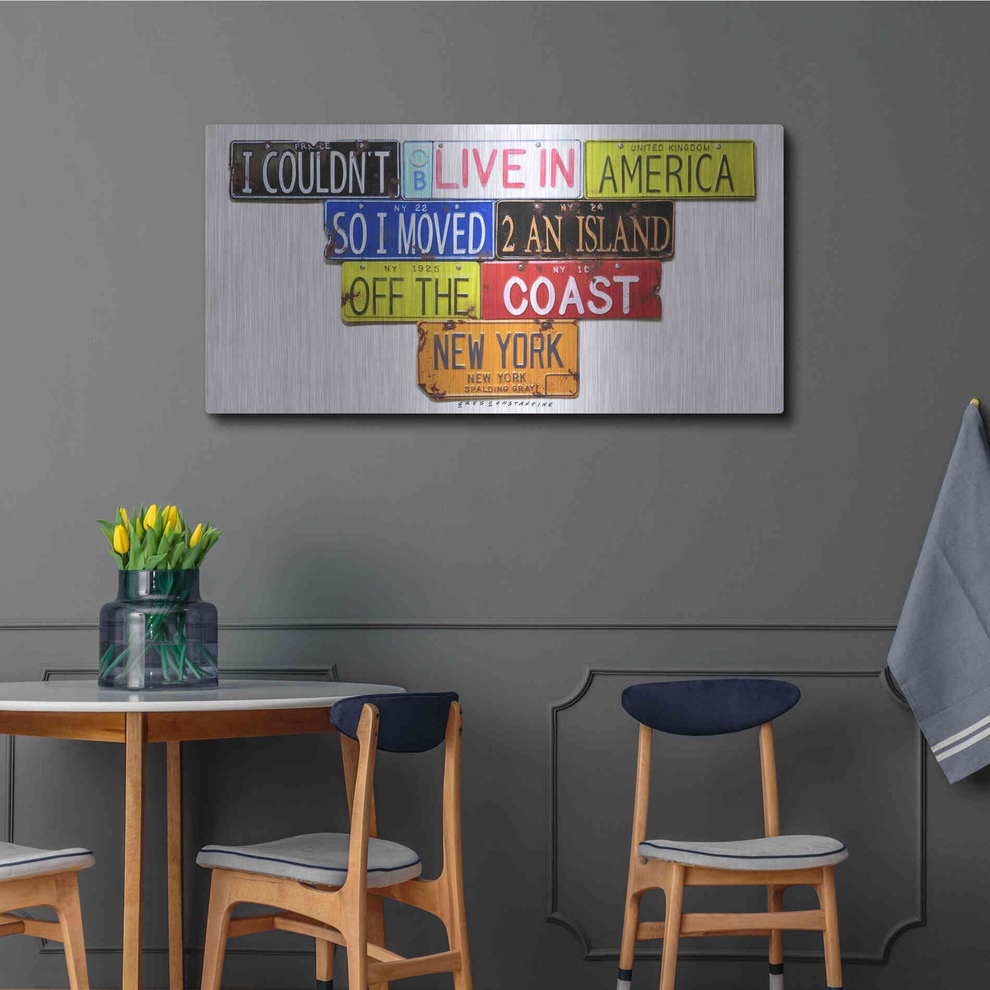Luxe Metal Art 'Gray Island Off The Coast' by Gregory Constantine, Metal Wall Art,48x24