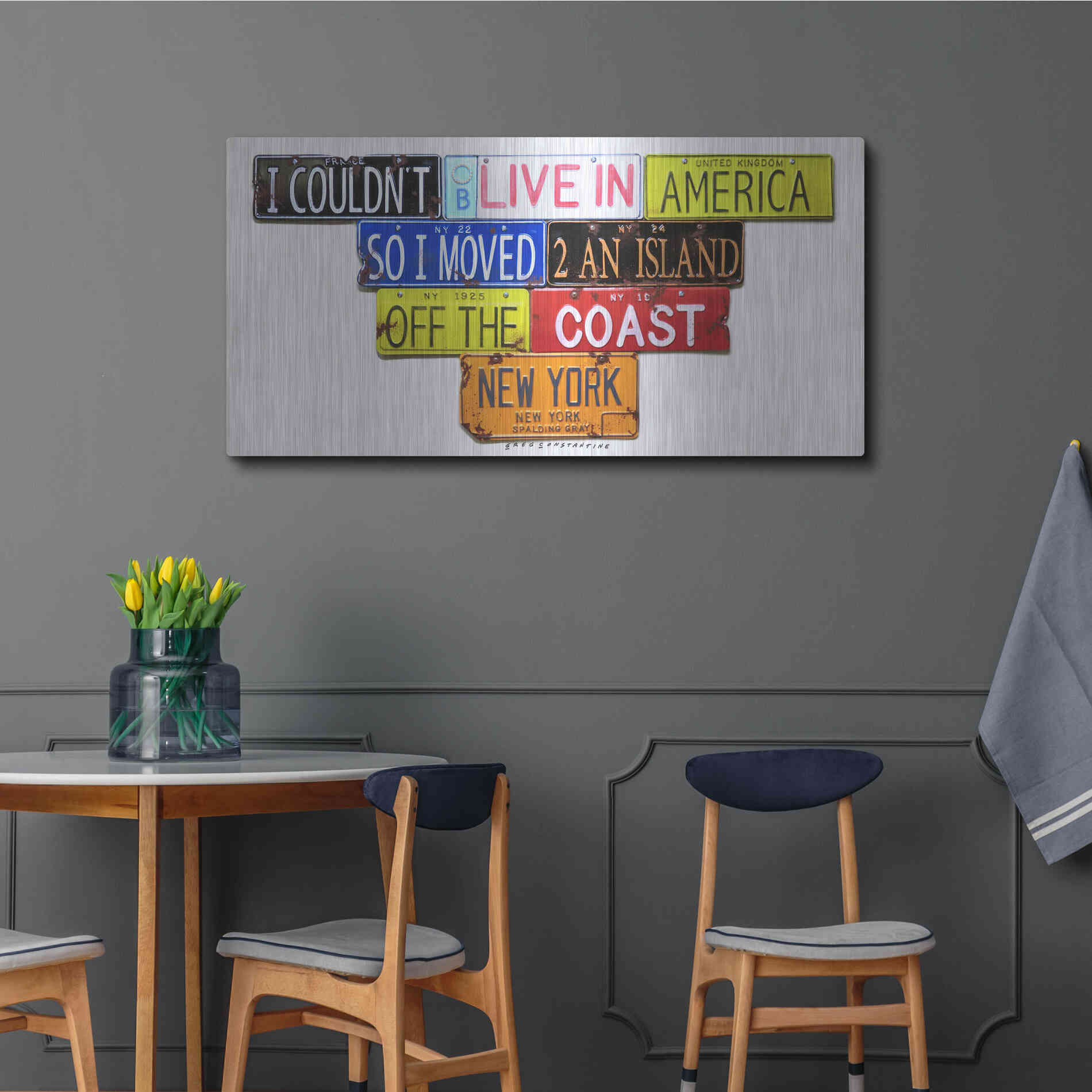 Luxe Metal Art 'Gray Island Off The Coast' by Gregory Constantine, Metal Wall Art,48x24