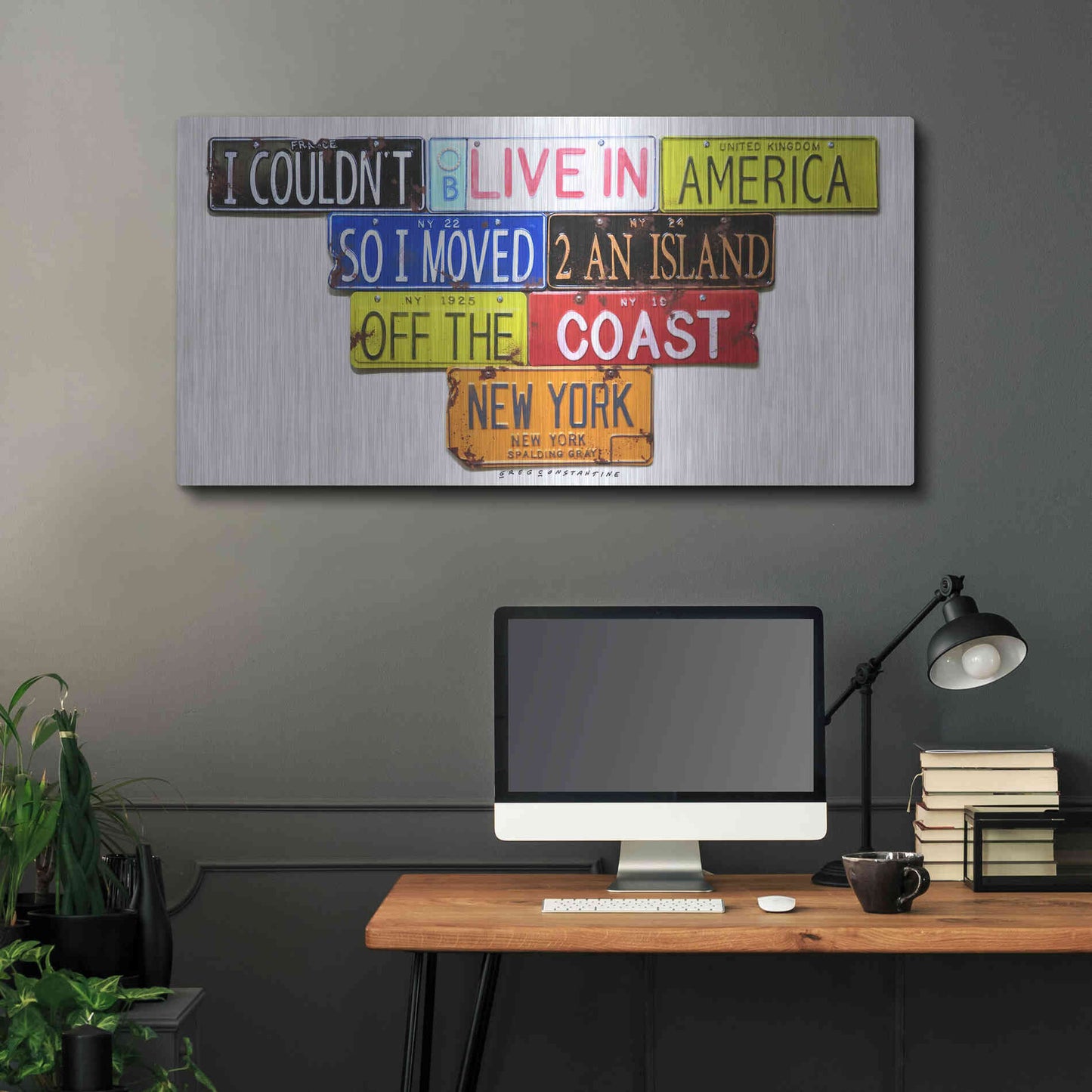 Luxe Metal Art 'Gray Island Off The Coast' by Gregory Constantine, Metal Wall Art,48x24