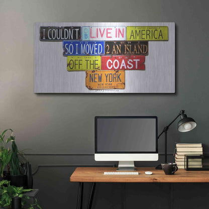 Luxe Metal Art 'Gray Island Off The Coast' by Gregory Constantine, Metal Wall Art,48x24