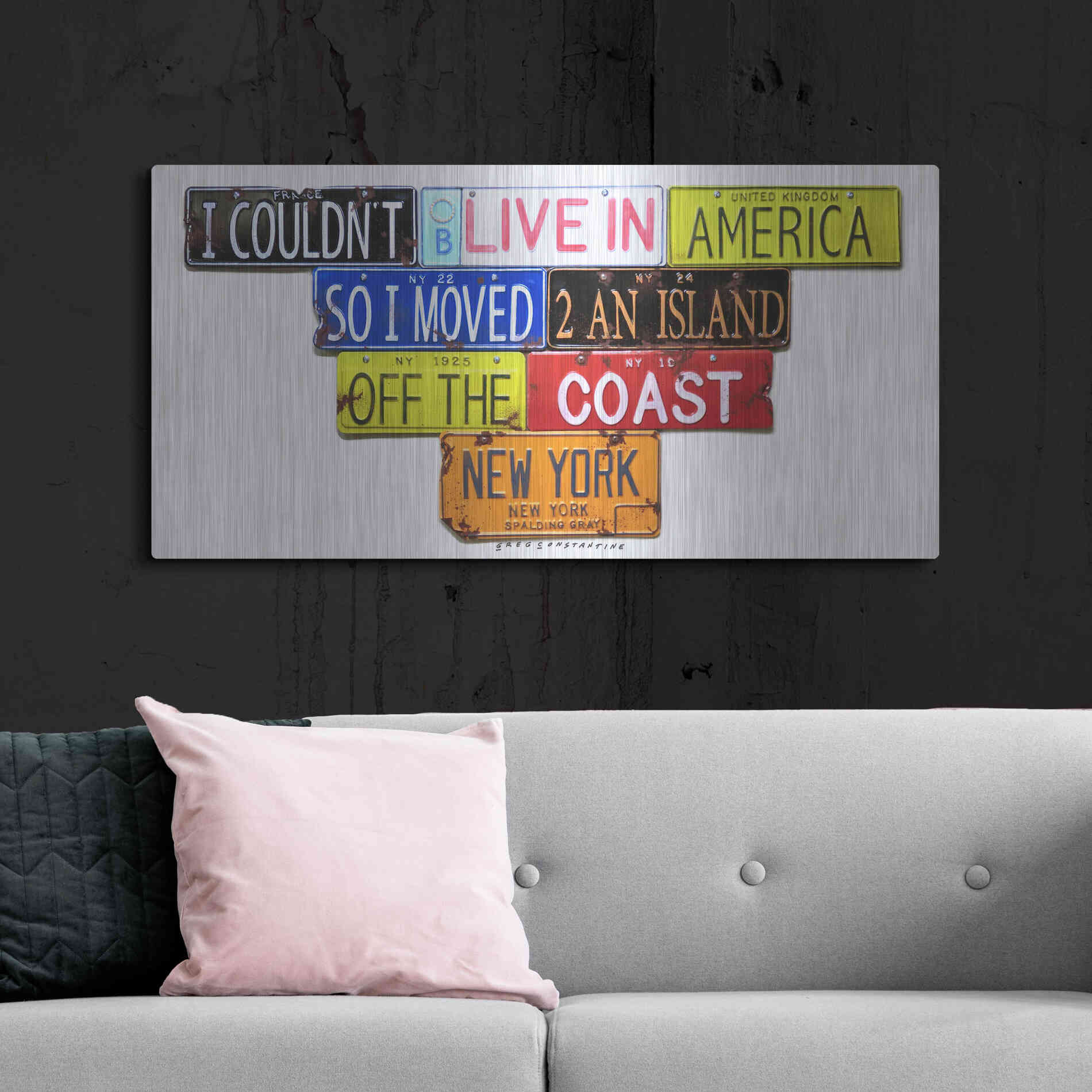 Luxe Metal Art 'Gray Island Off The Coast' by Gregory Constantine, Metal Wall Art,48x24