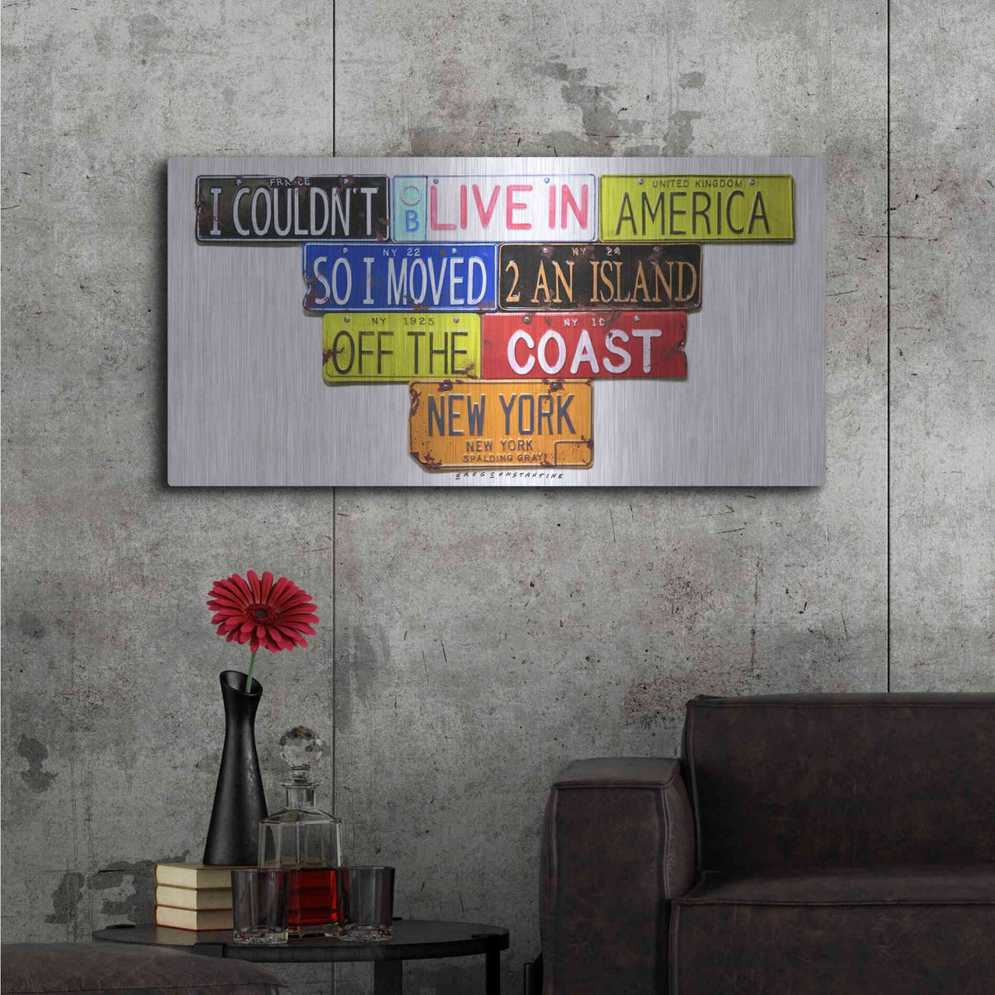 Luxe Metal Art 'Gray Island Off The Coast' by Gregory Constantine, Metal Wall Art,48x24