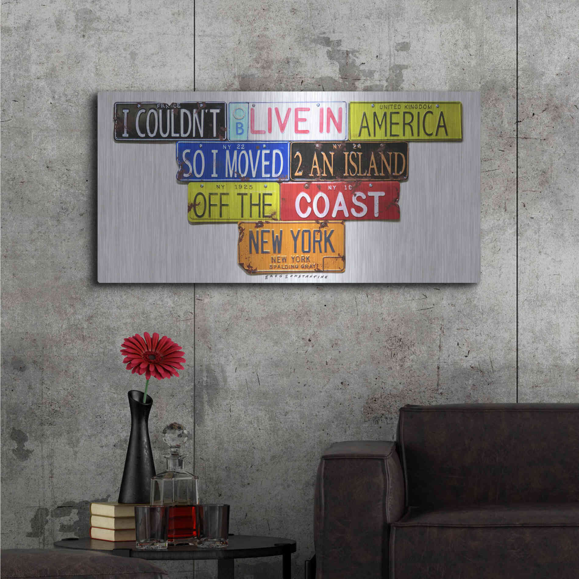 Luxe Metal Art 'Gray Island Off The Coast' by Gregory Constantine, Metal Wall Art,48x24