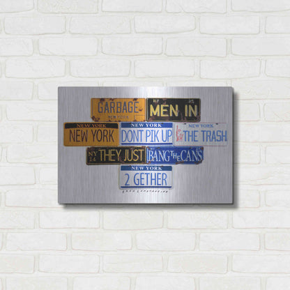 Luxe Metal Art 'Garbage Men In NY' by Gregory Constantine, Metal Wall Art,24x16
