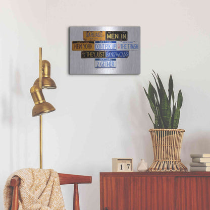 Luxe Metal Art 'Garbage Men In NY' by Gregory Constantine, Metal Wall Art,24x16