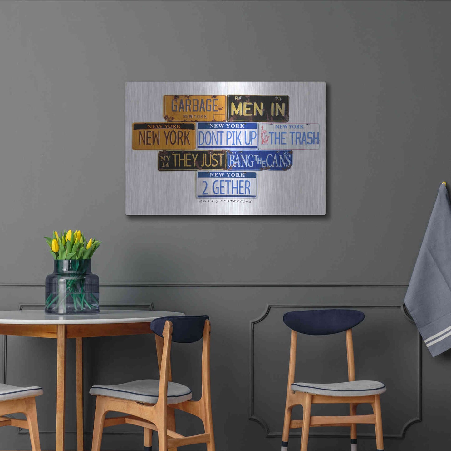 Luxe Metal Art 'Garbage Men In NY' by Gregory Constantine, Metal Wall Art,36x24