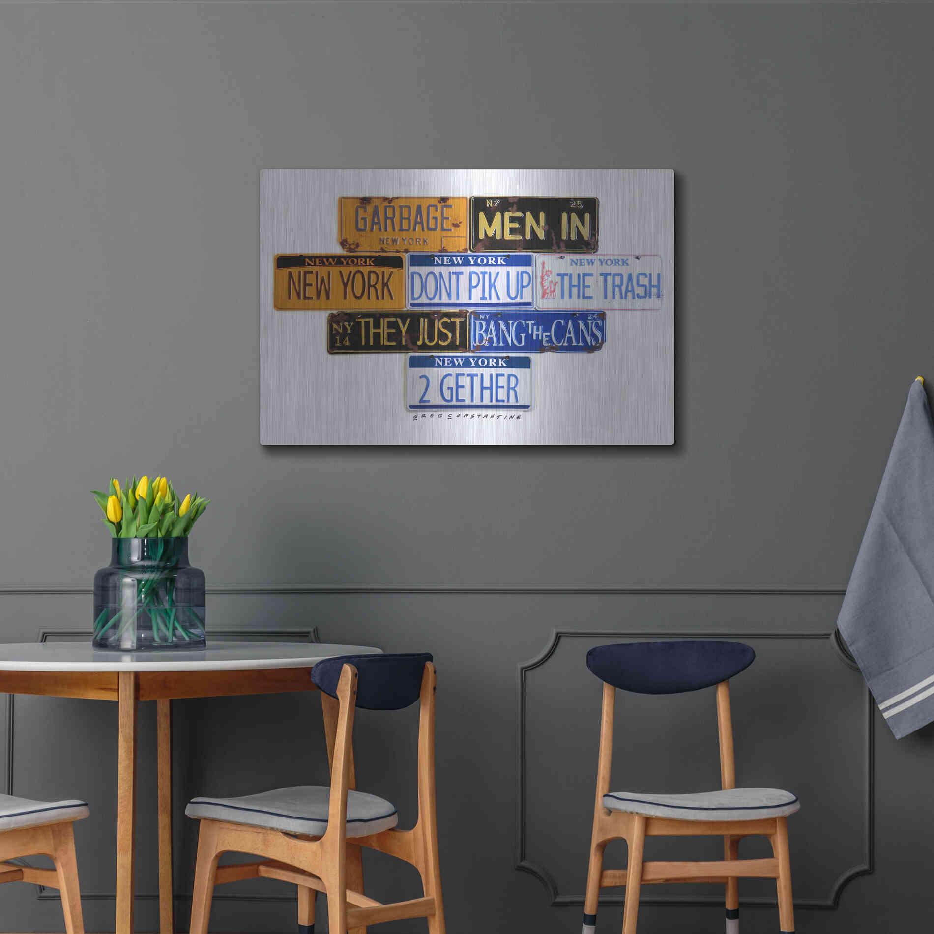 Luxe Metal Art 'Garbage Men In NY' by Gregory Constantine, Metal Wall Art,36x24