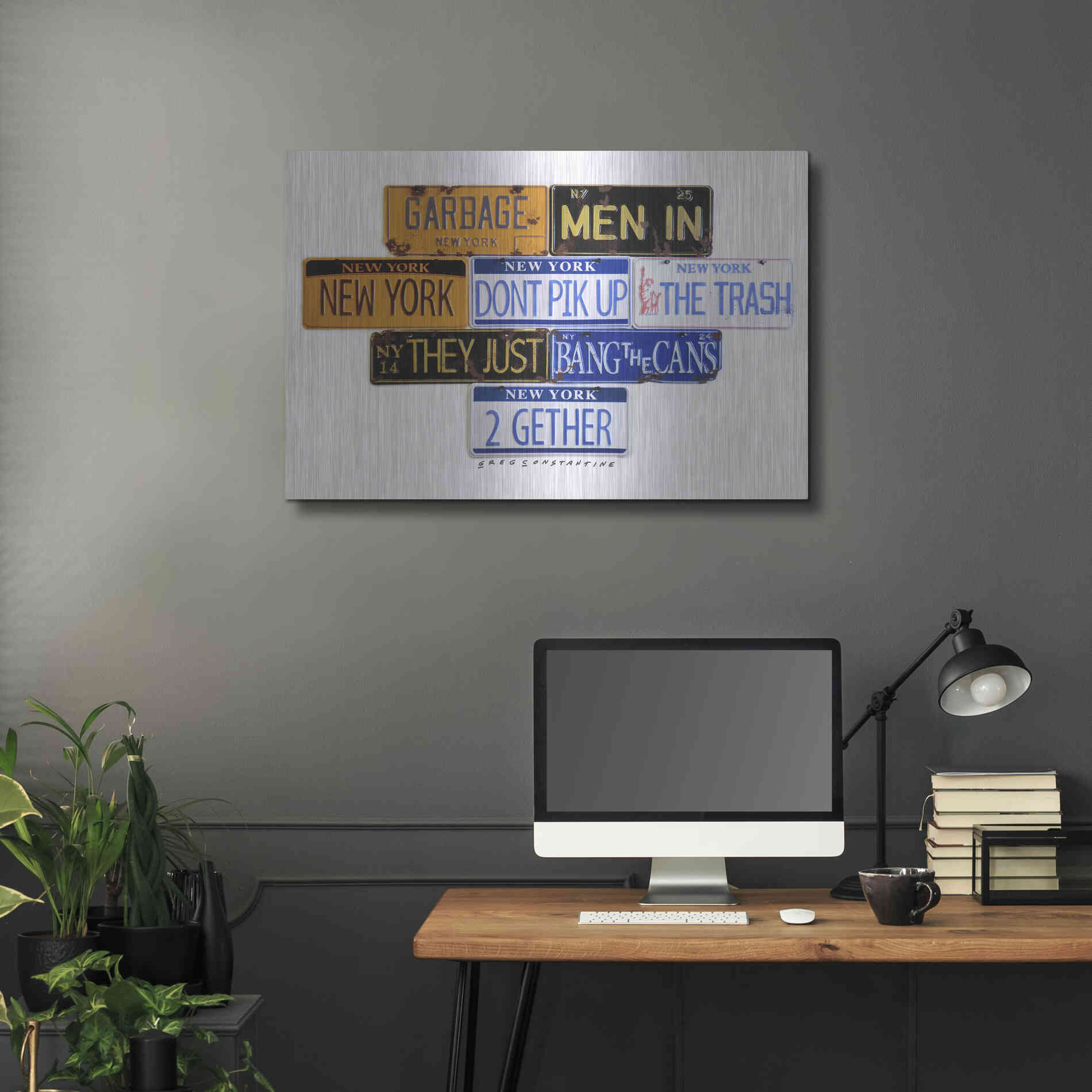 Luxe Metal Art 'Garbage Men In NY' by Gregory Constantine, Metal Wall Art,36x24