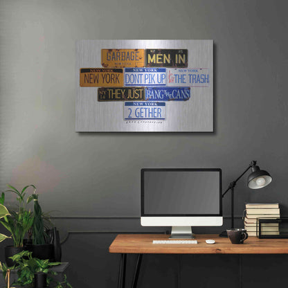 Luxe Metal Art 'Garbage Men In NY' by Gregory Constantine, Metal Wall Art,36x24