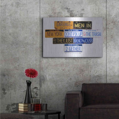 Luxe Metal Art 'Garbage Men In NY' by Gregory Constantine, Metal Wall Art,36x24