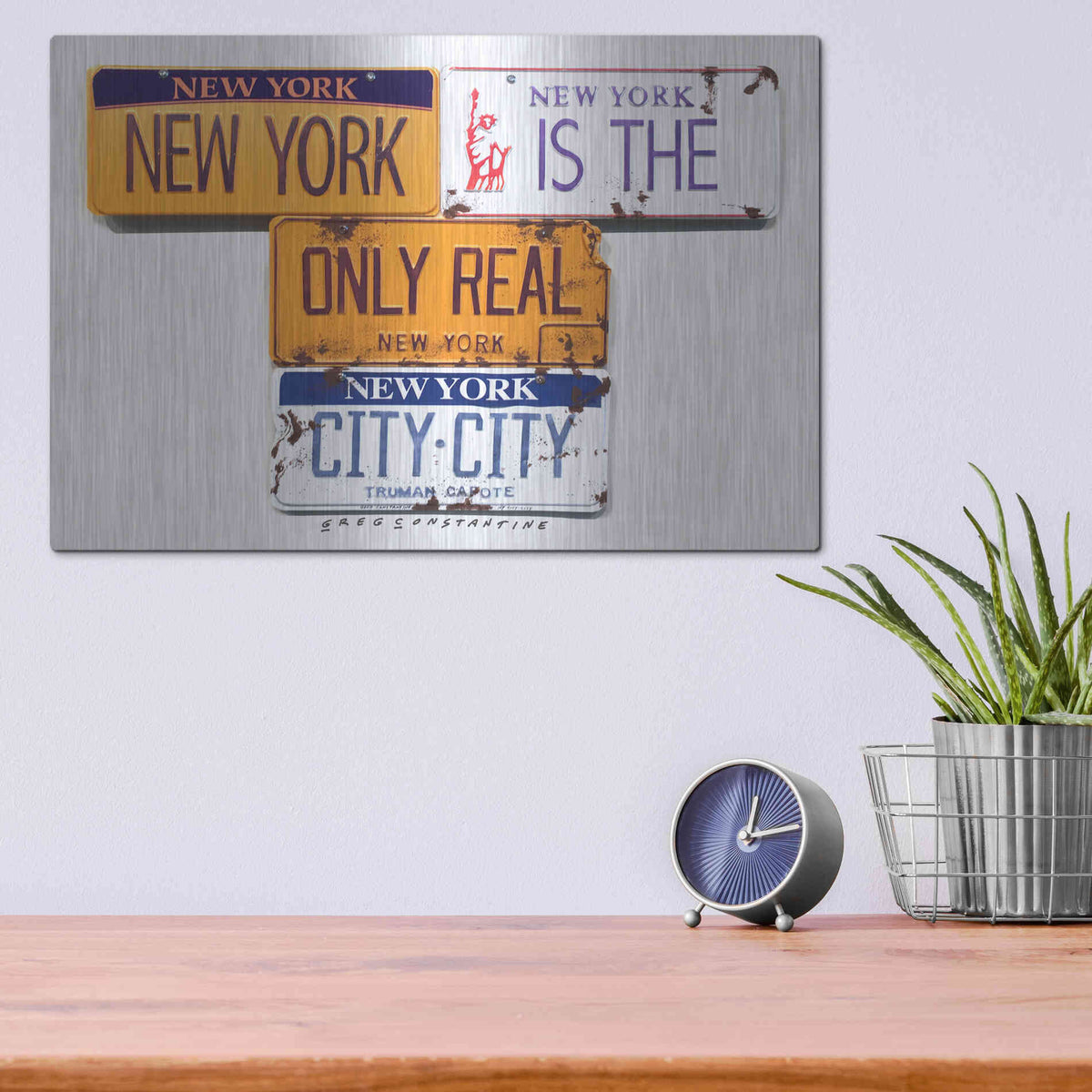 Luxe Metal Art 'Capote City City' by Gregory Constantine, Metal Wall Art,16x12